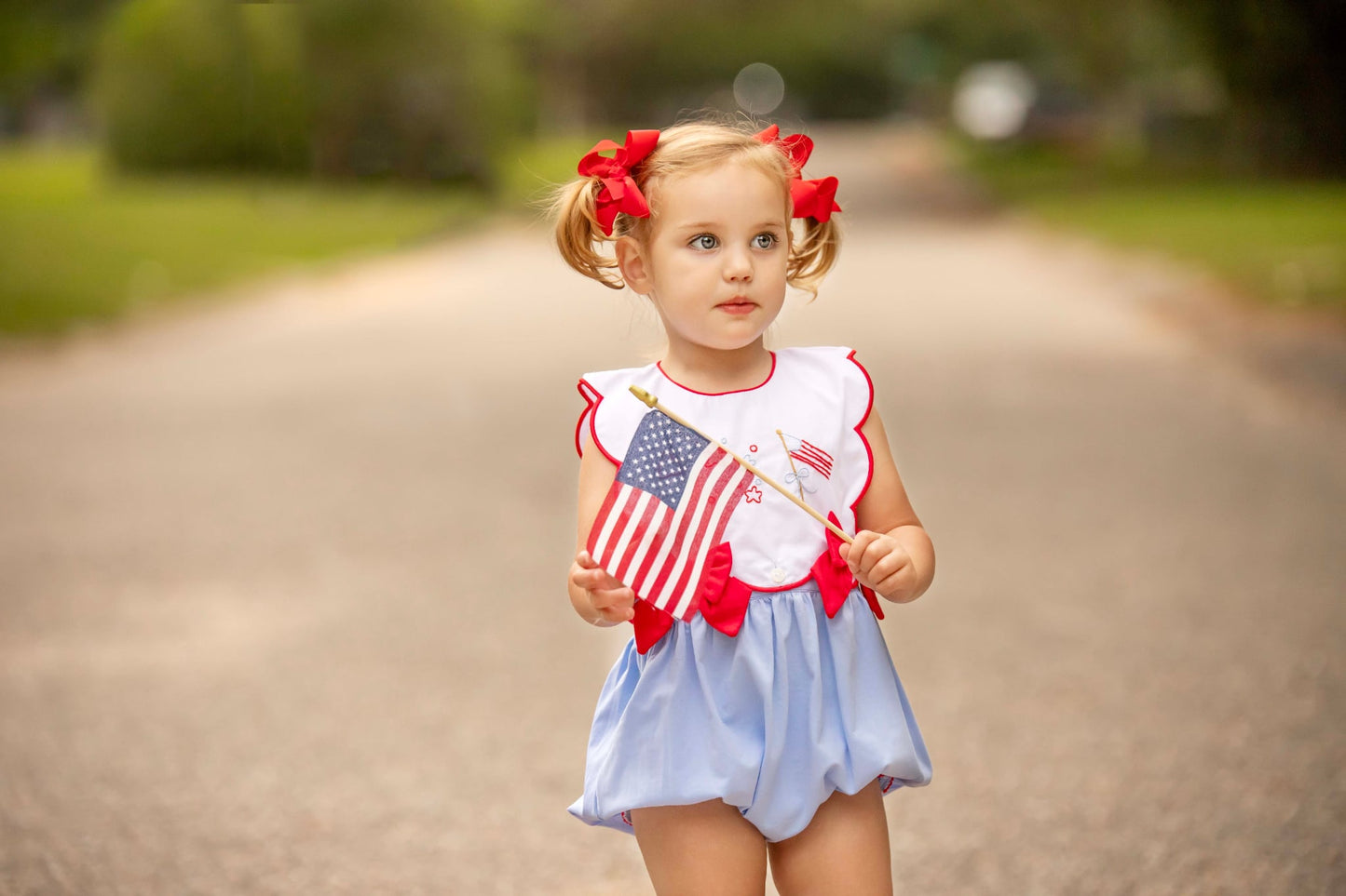Girl’s Patriotic Embroidered Bubble