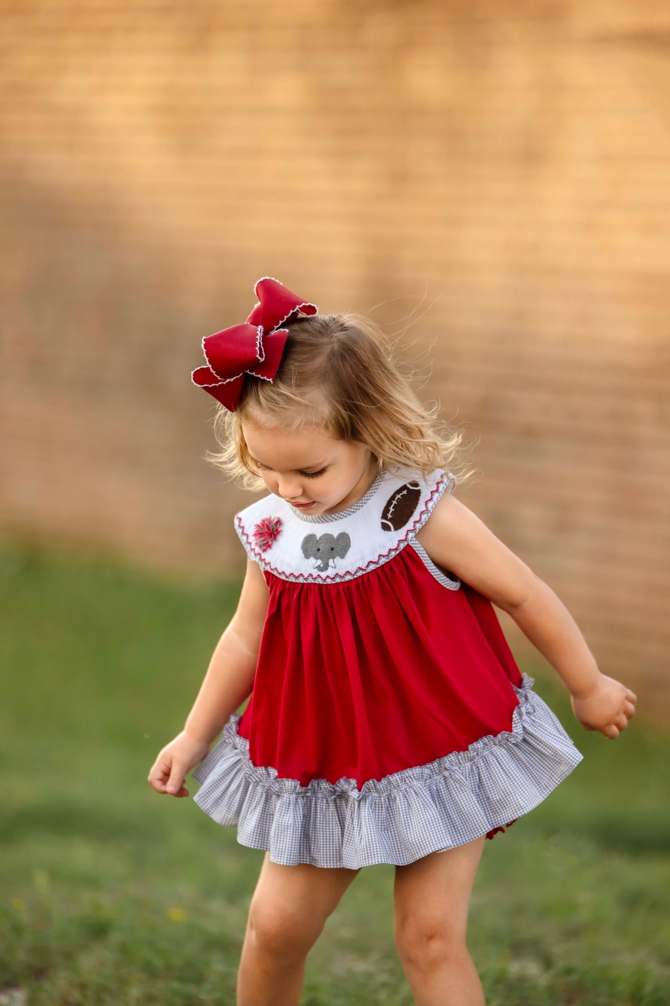 Smocked Elephant Football Diaper Set