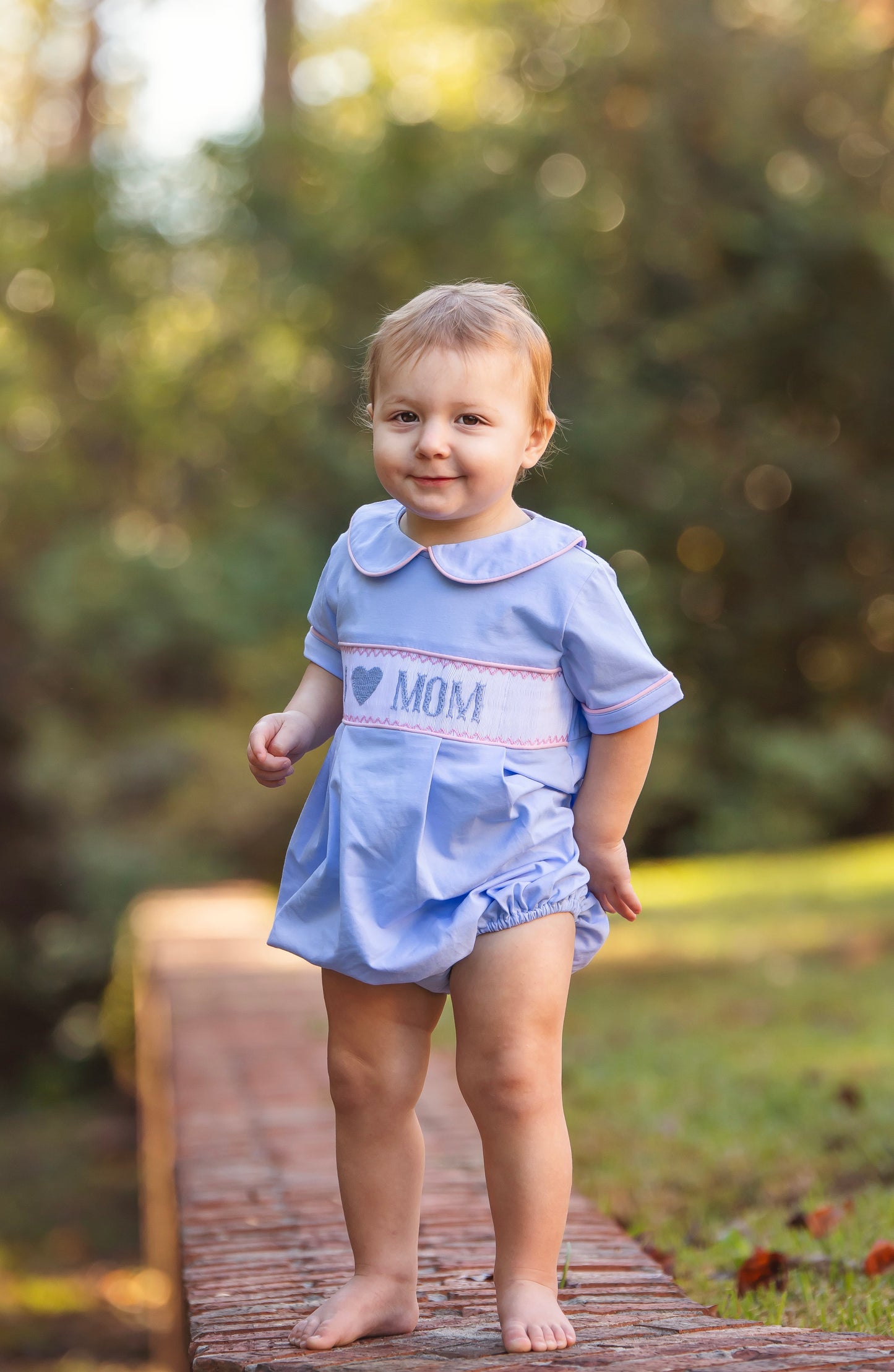 I Love Mom Smocked Boys’ Bubble