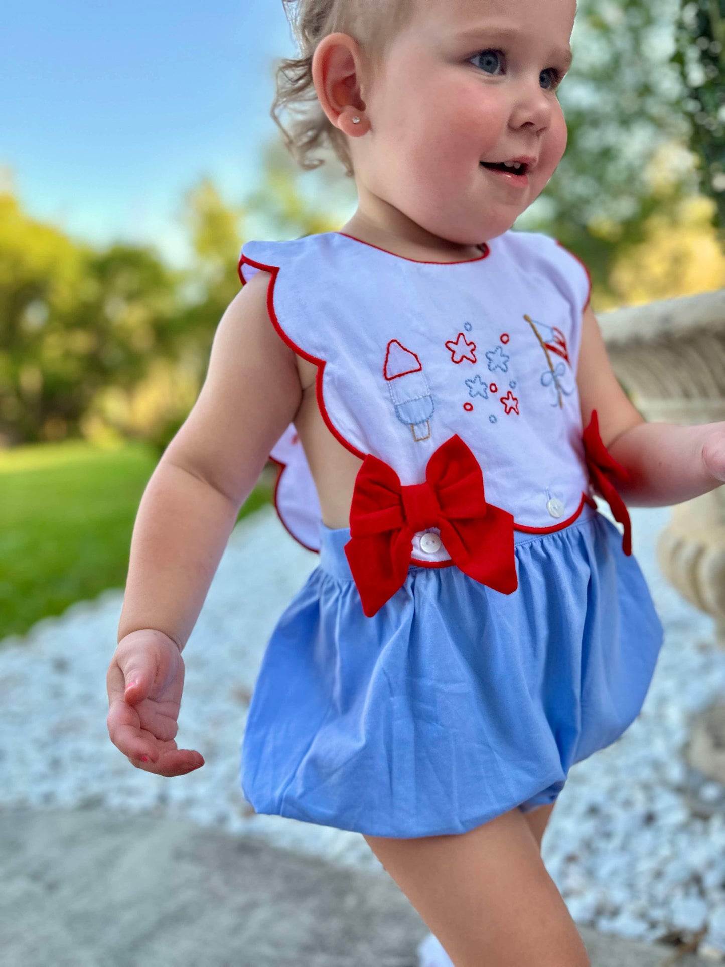 Girl’s Patriotic Embroidered Bubble