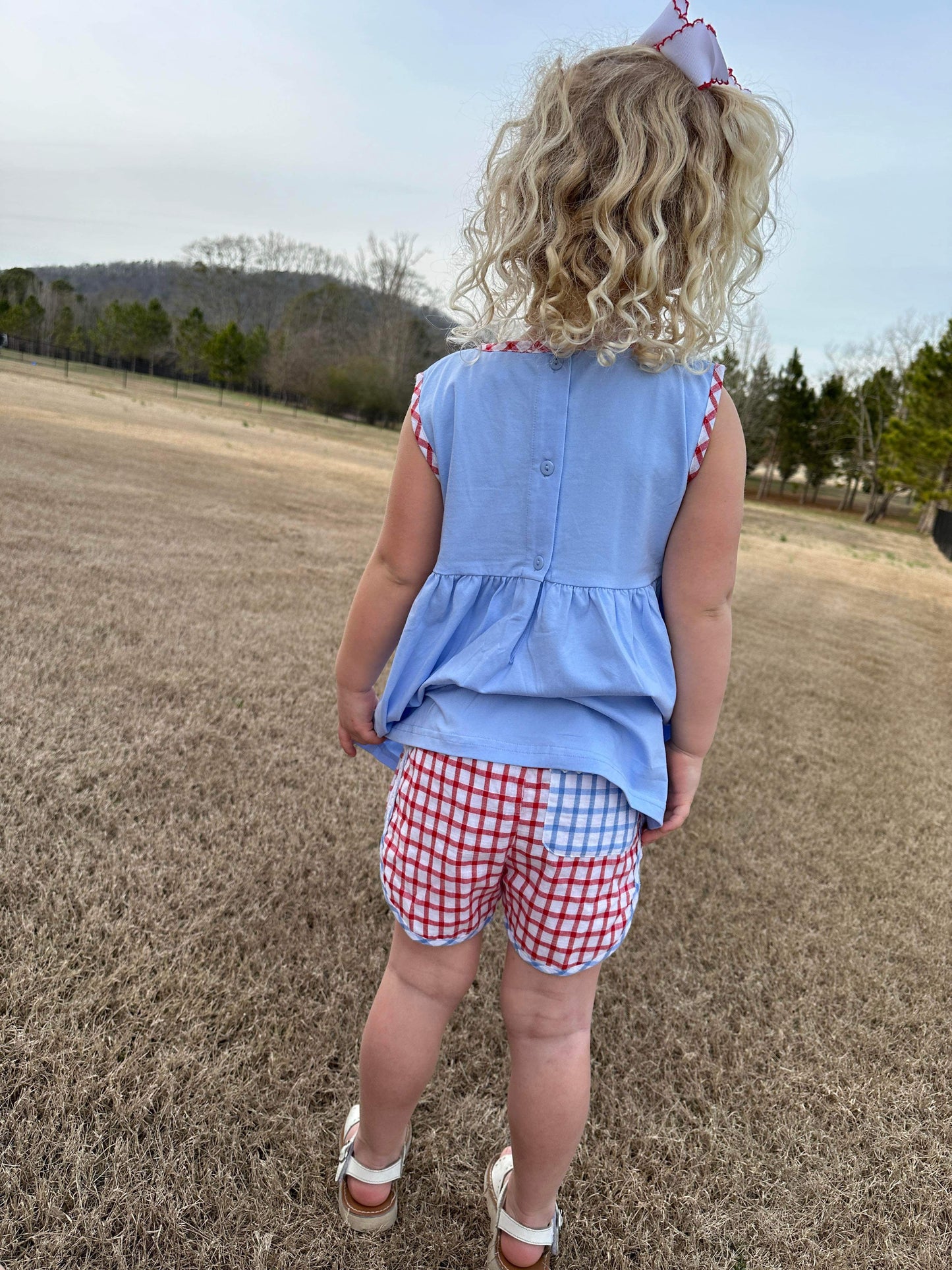 Girl’s Smocked Baseball Short Set
