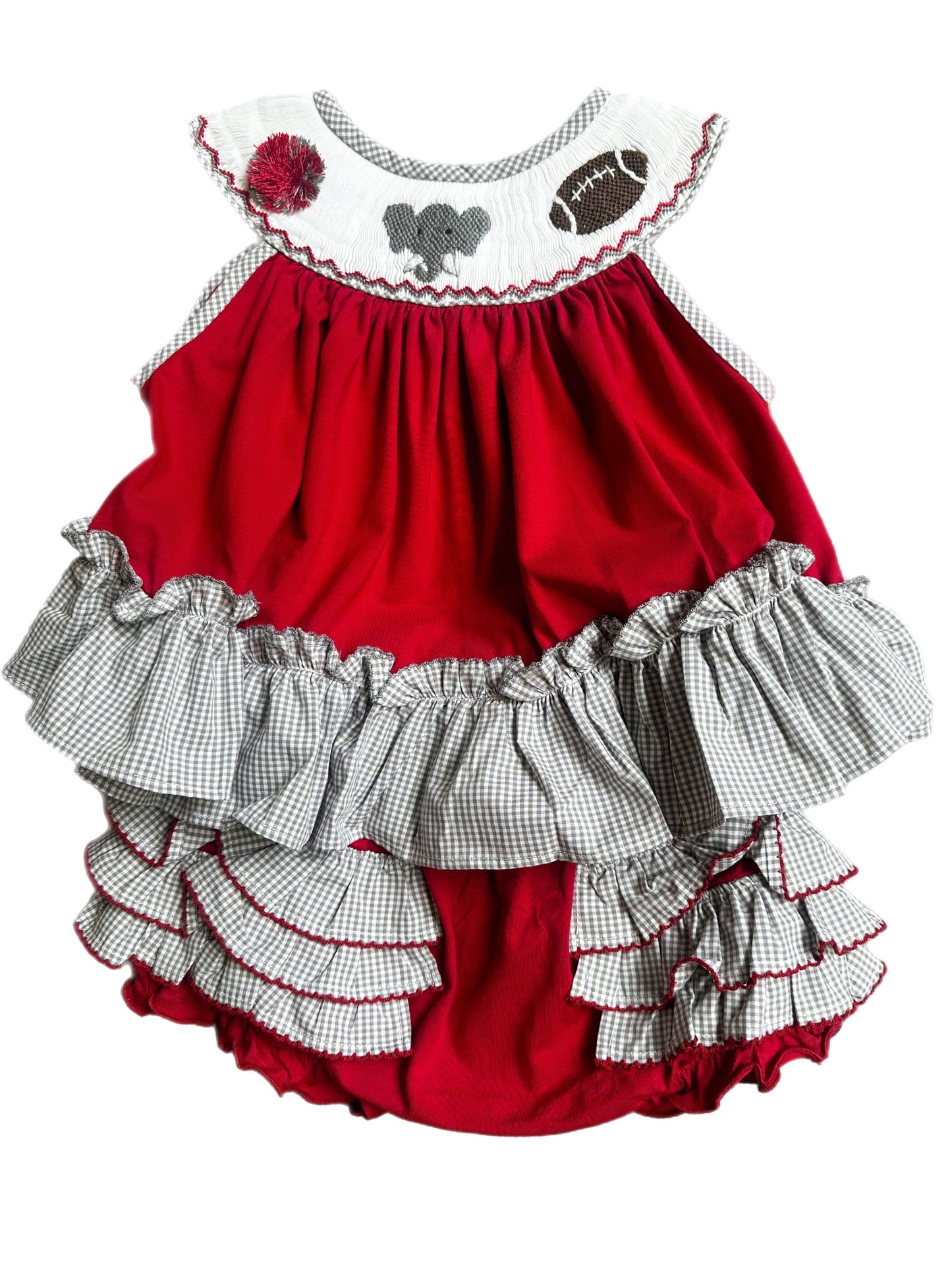 Smocked Elephant Football Diaper Set