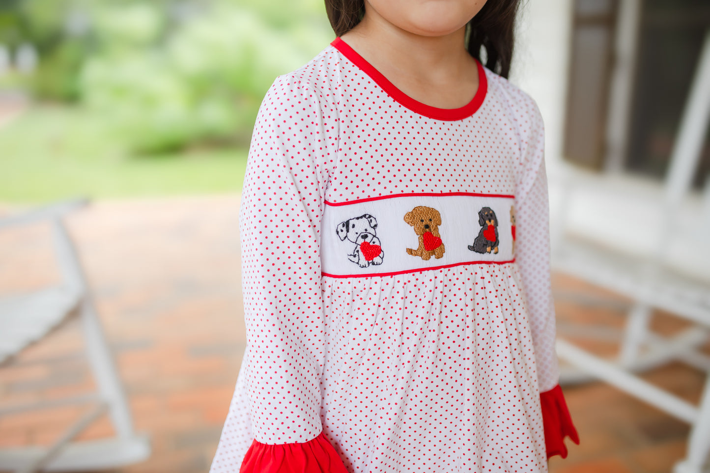 Girl’s Smocked Valentine Puppy Pant Set