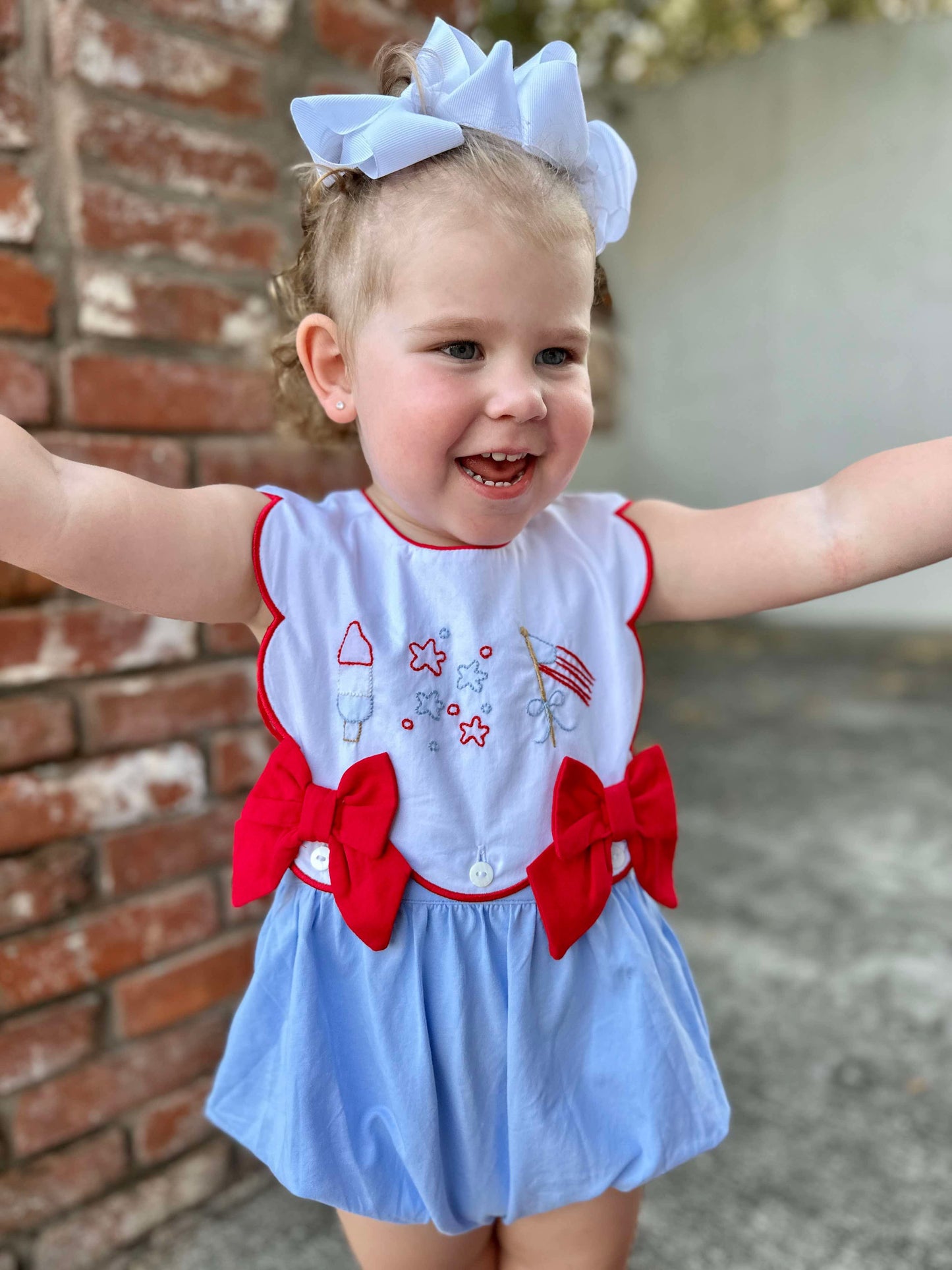 Girl’s Patriotic Embroidered Bubble