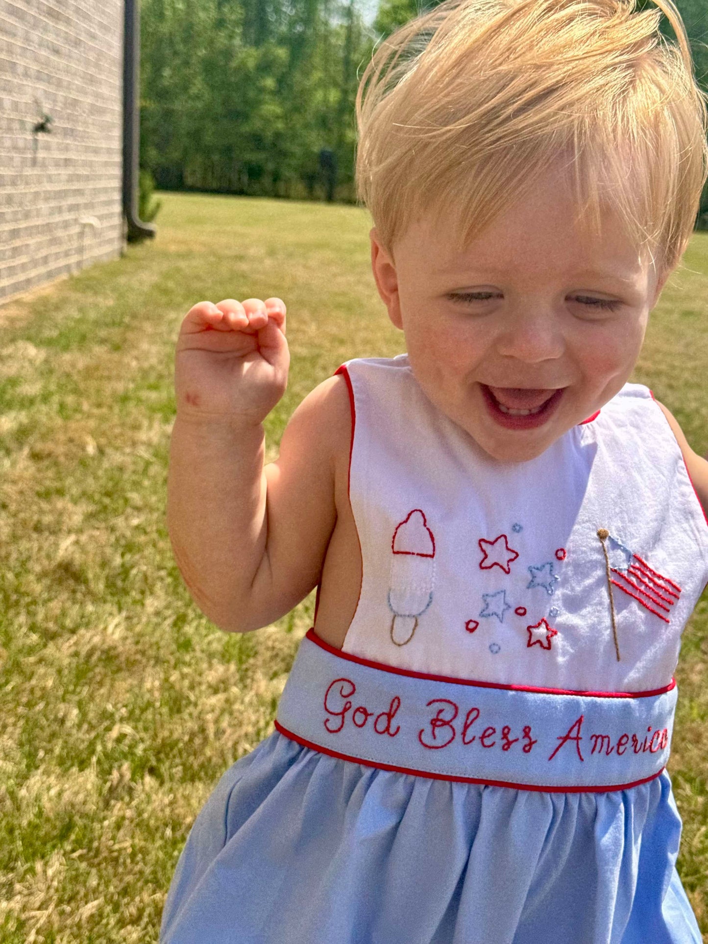 Boys Embroidered Patriotic Bubble