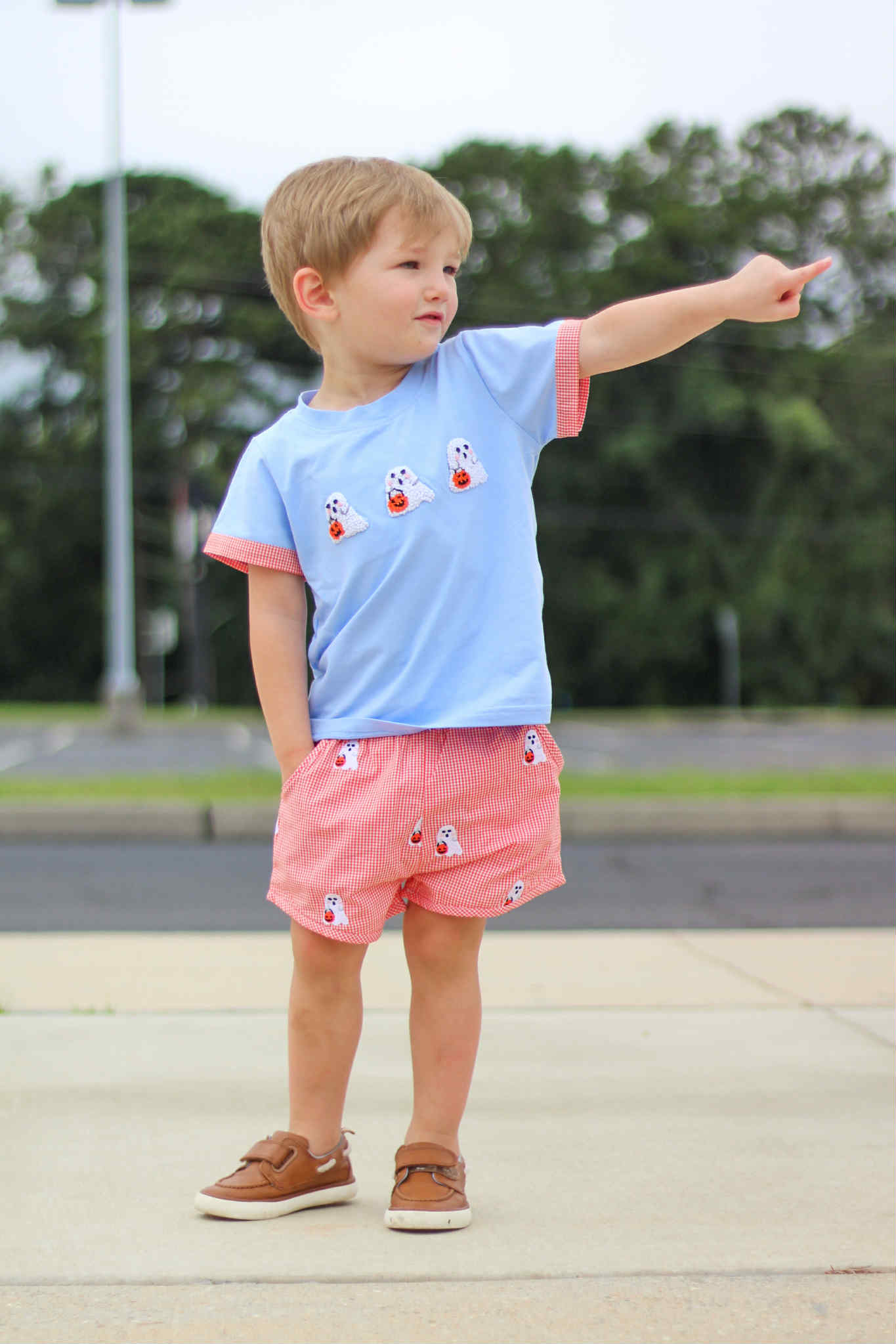 Boys French Knot Ghost Short Set
