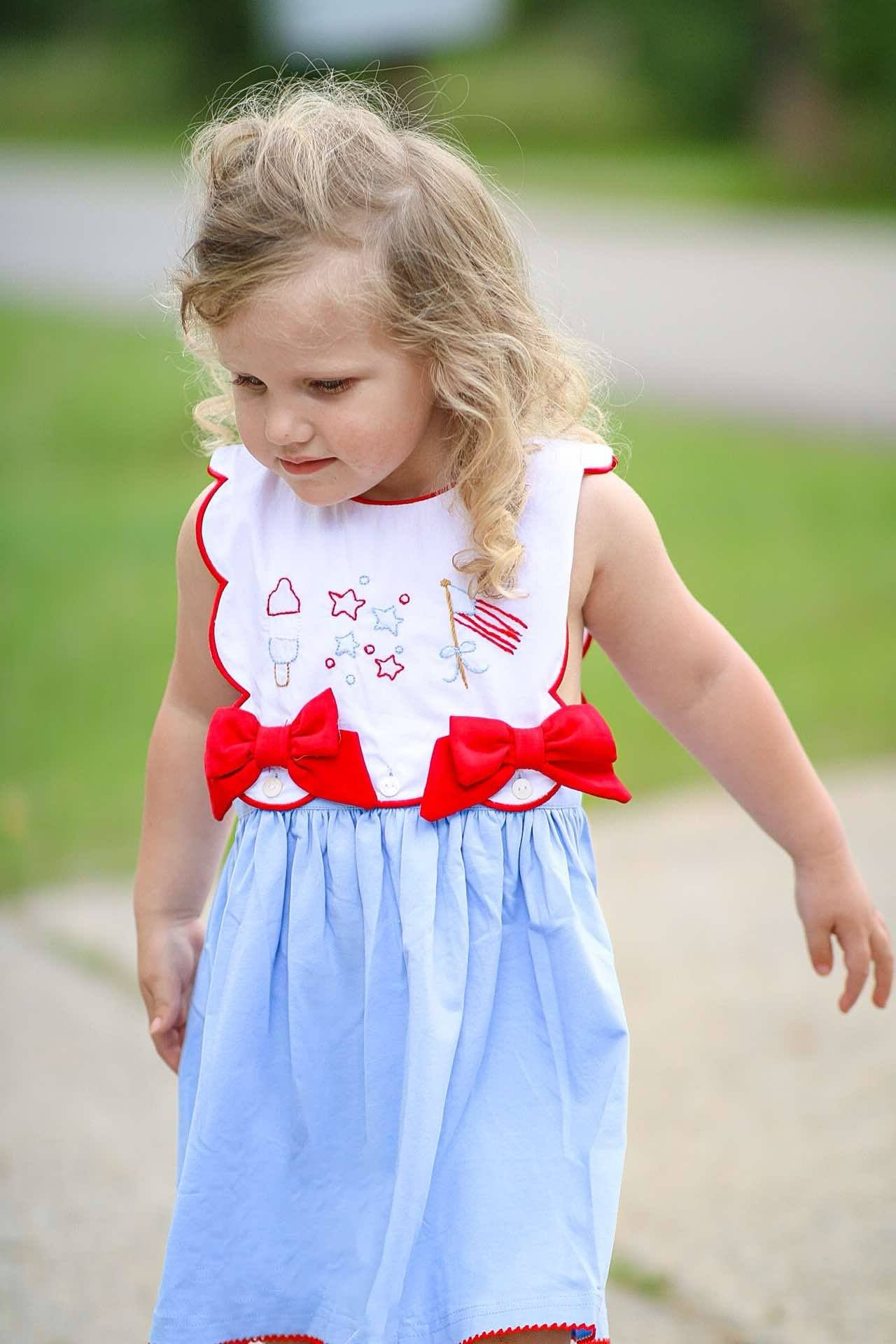 Girl’s Patriotic Embroidered Dress