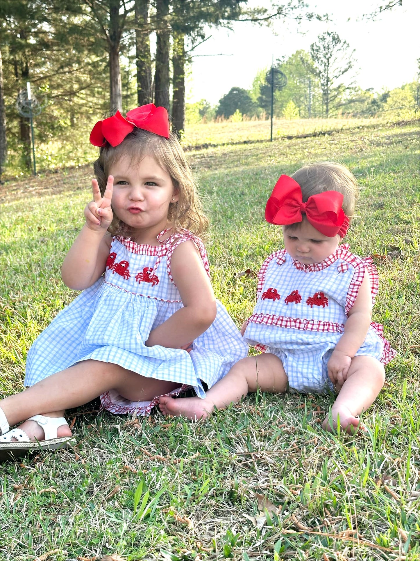 French Knot Crab Girls Short Set