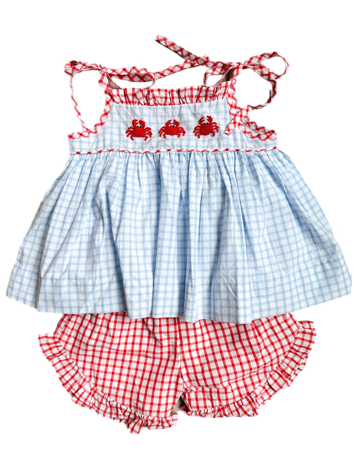 French Knot Crab Girls Short Set