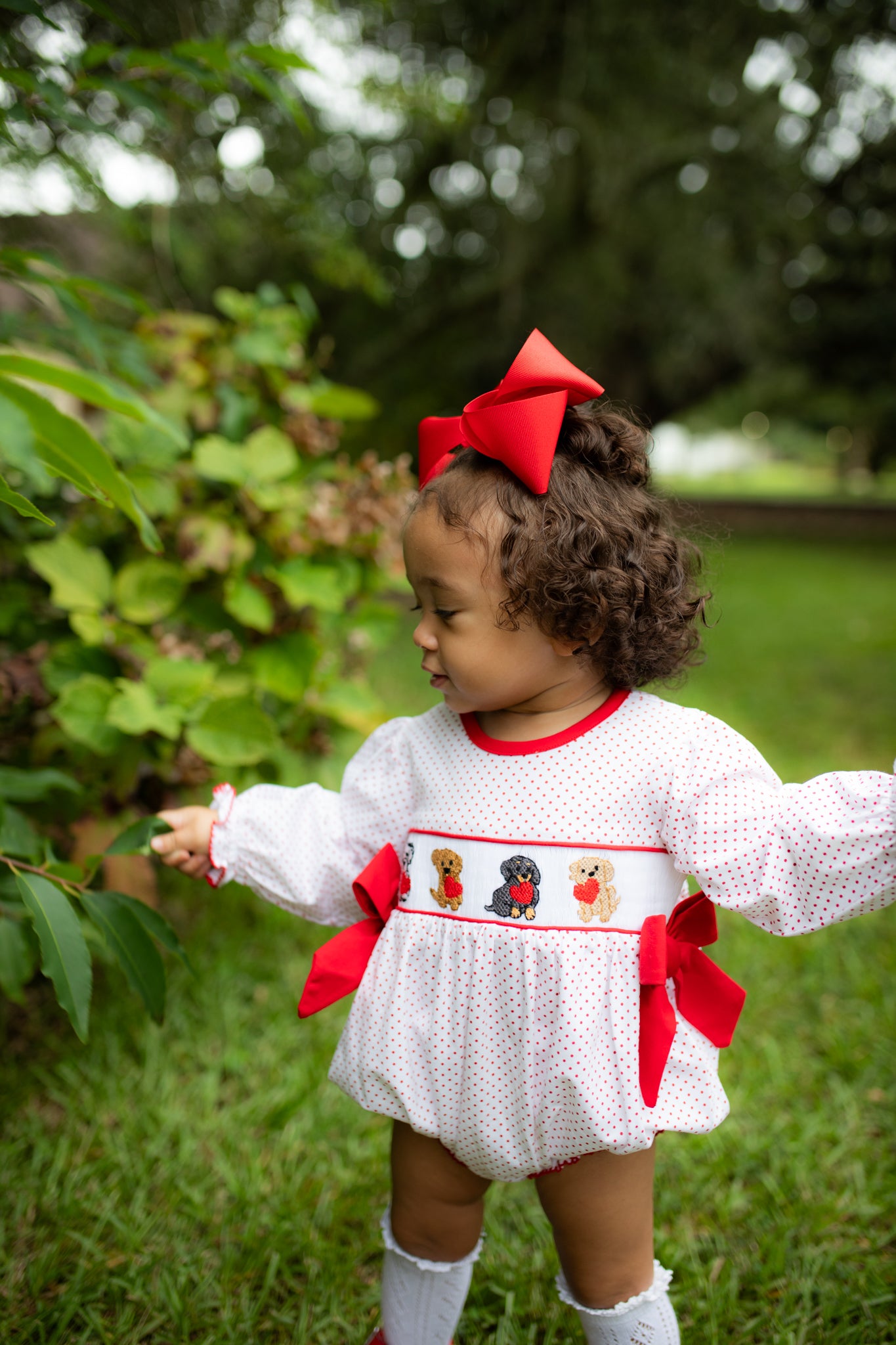 Girl’s Smocked Valentine Puppy Bubble