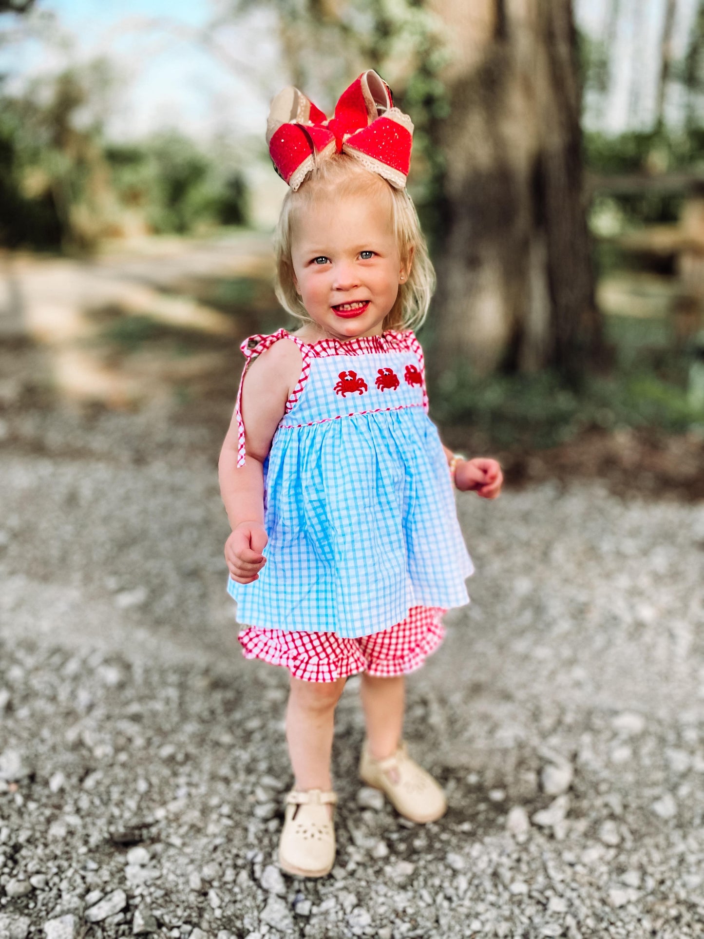 French Knot Crab Girls Short Set