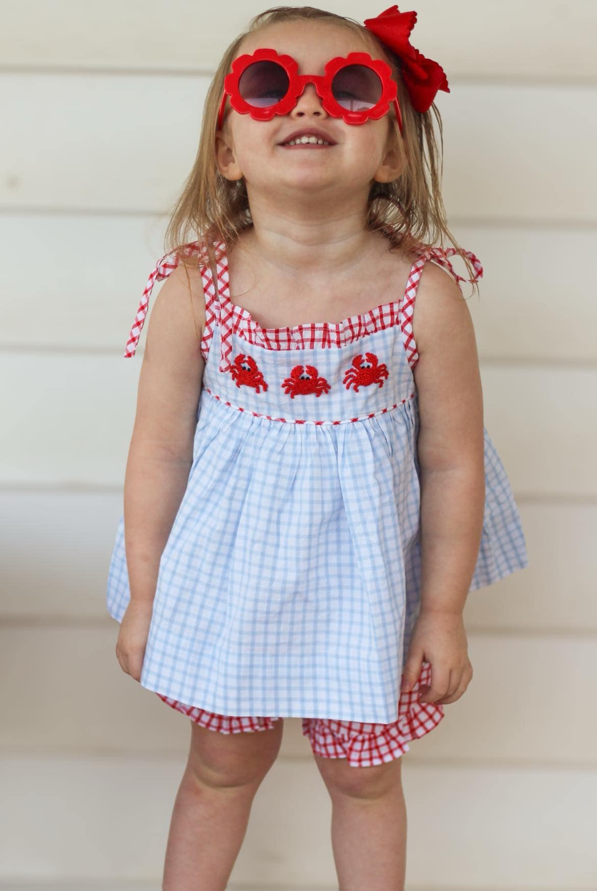 French Knot Crab Girls Short Set