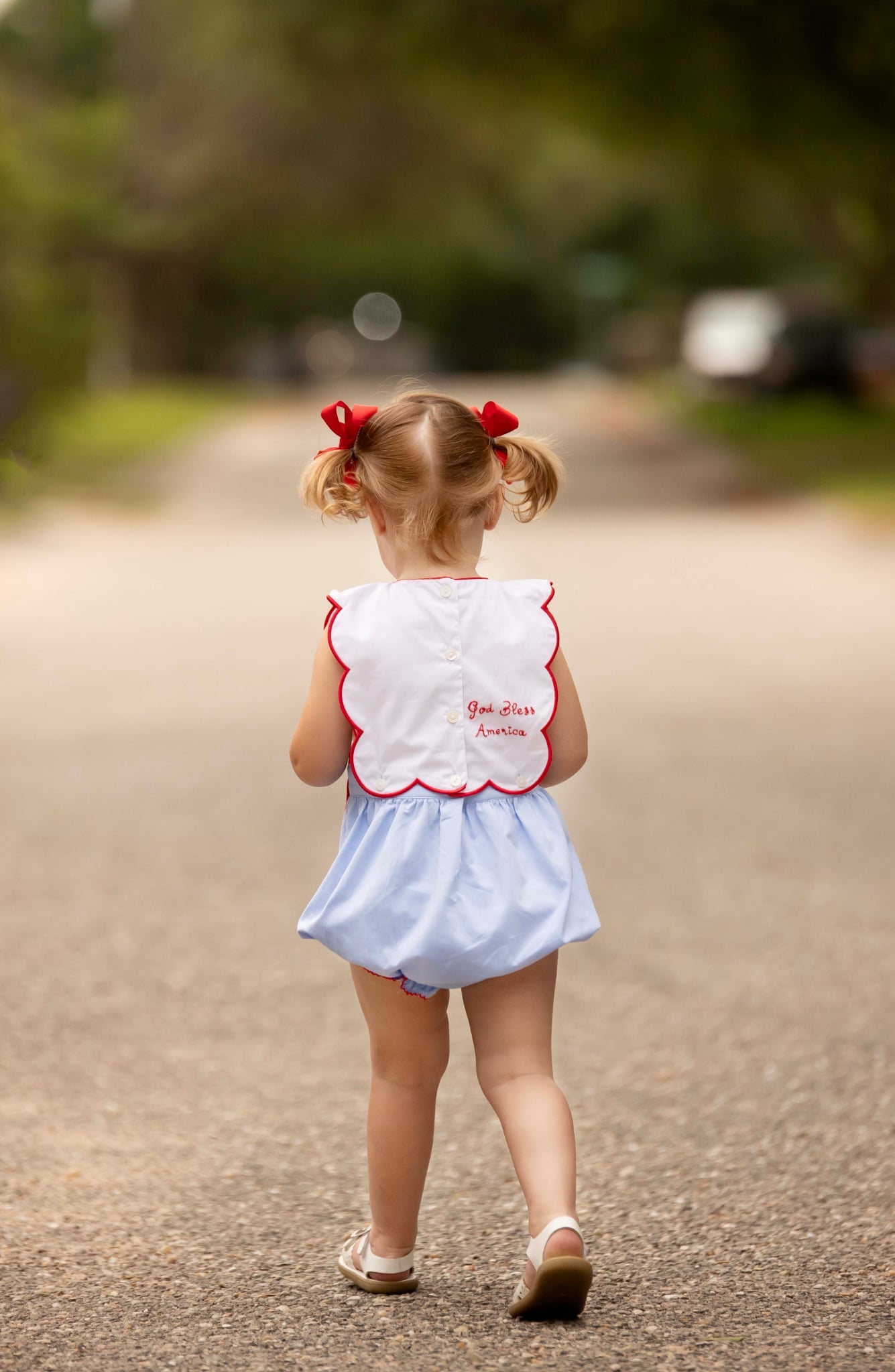 Girl’s Patriotic Embroidered Bubble