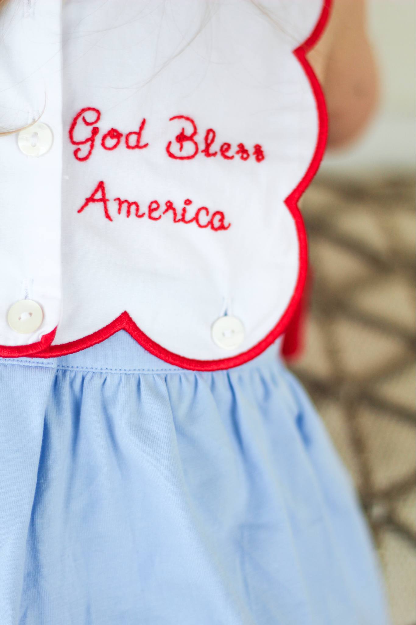 Girl’s Patriotic Embroidered Bubble