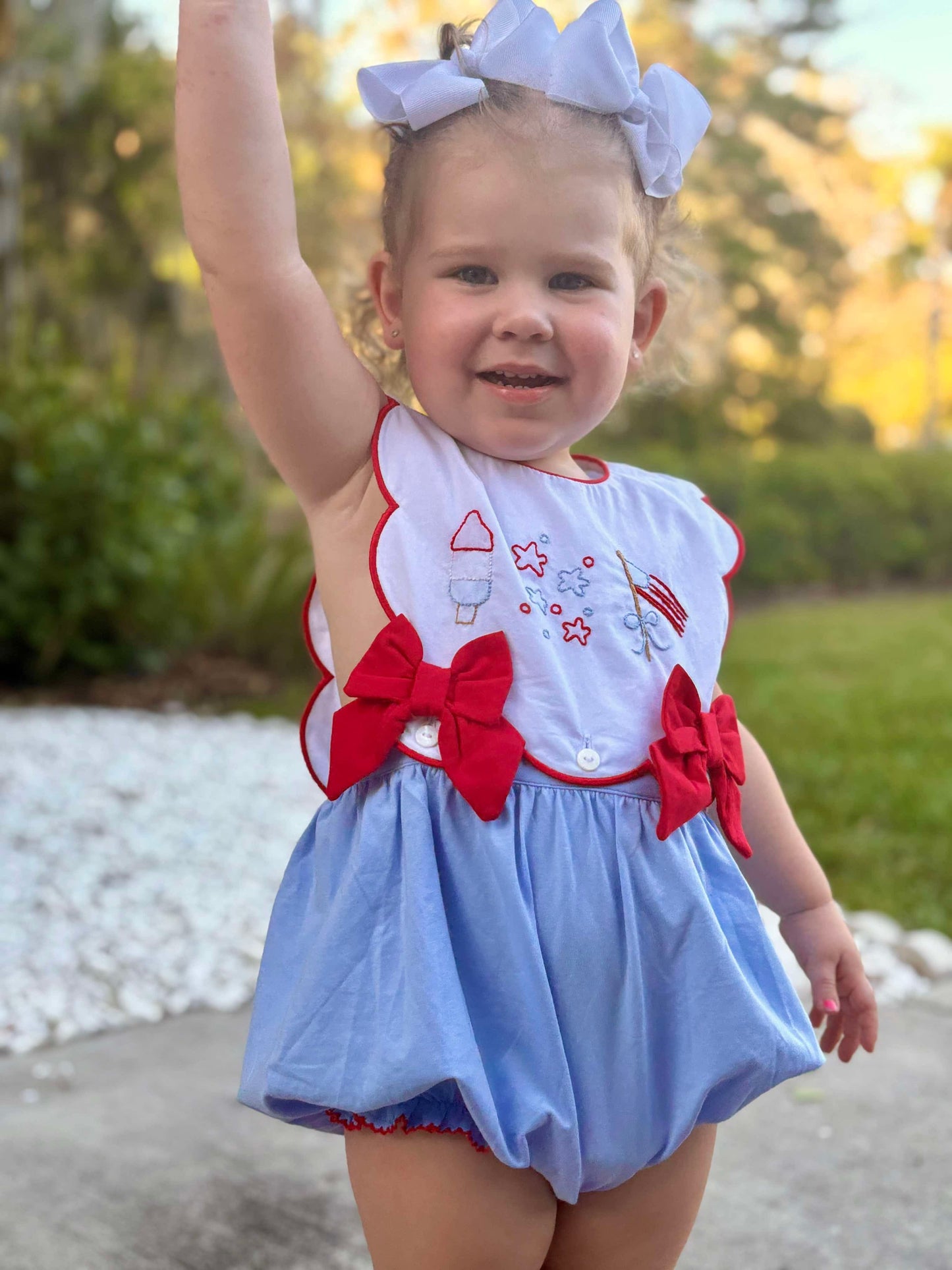 Girl’s Patriotic Embroidered Bubble