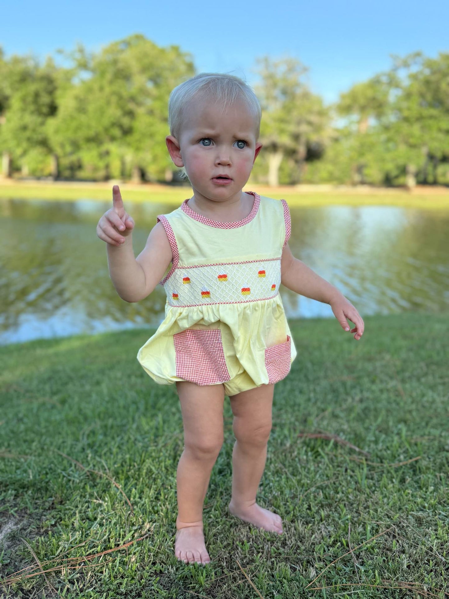 Boys Smocked Candy Corn Bubble