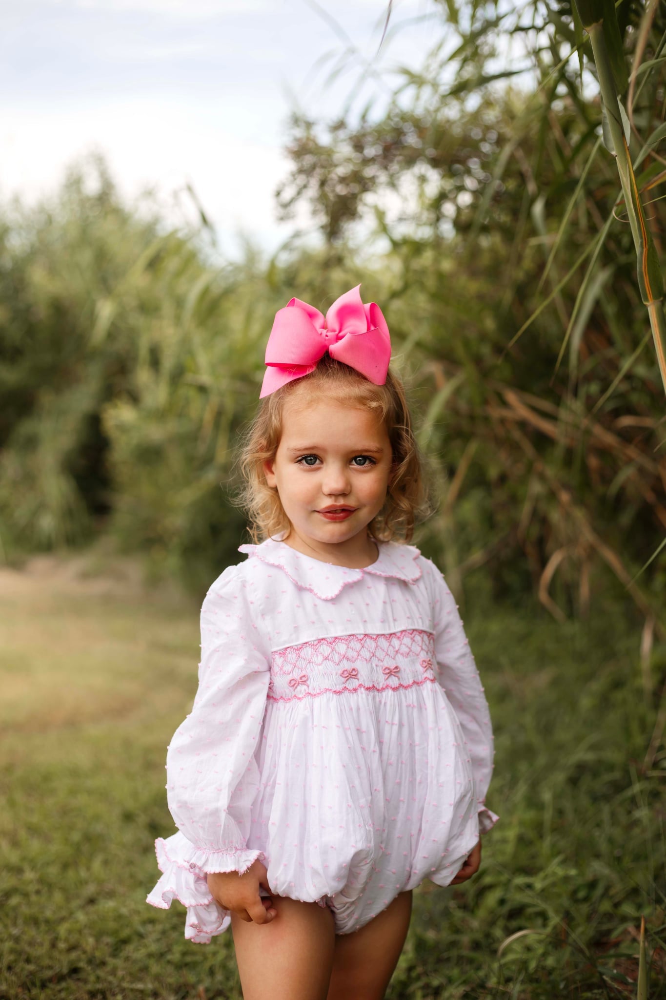 Girls Smocked Bow Bubble