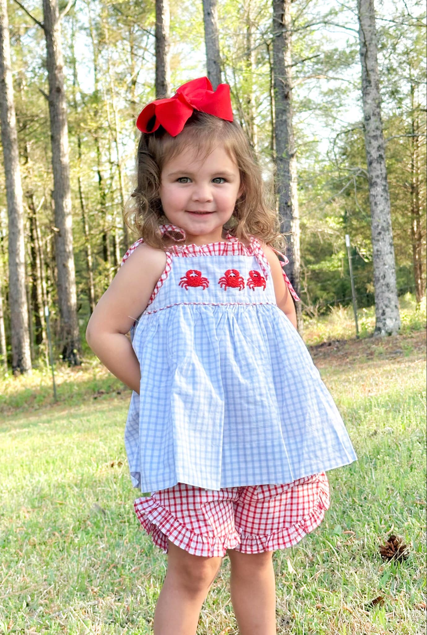 French Knot Crab Girls Short Set