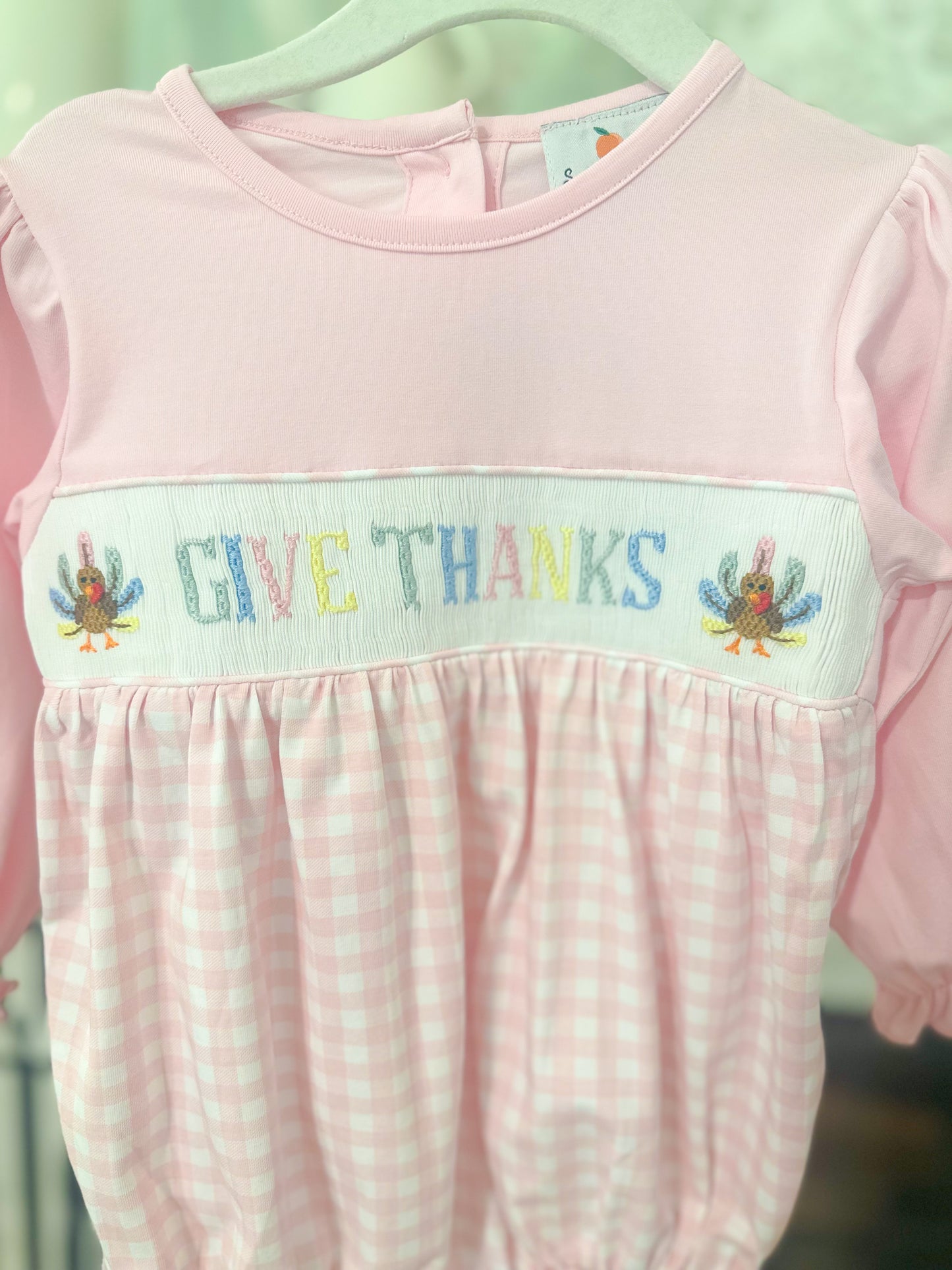 Girl’s Smocked Thanksgiving Bubble