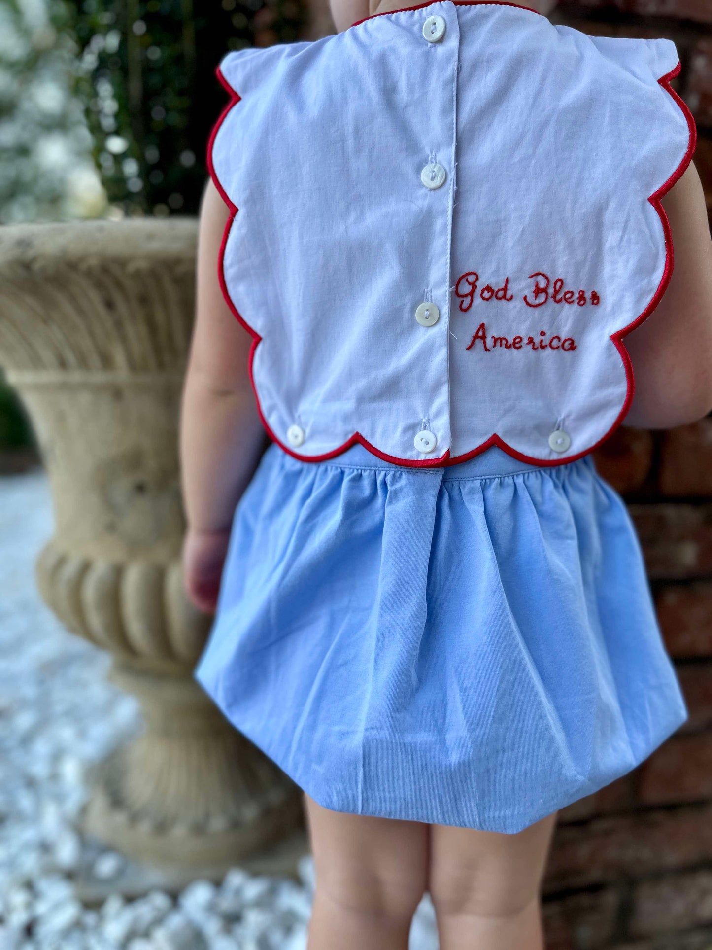 Girl’s Patriotic Embroidered Bubble