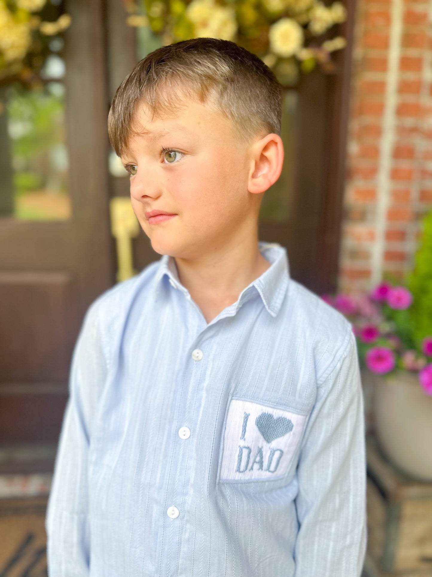 Smocked I Heart Dad Button Up
