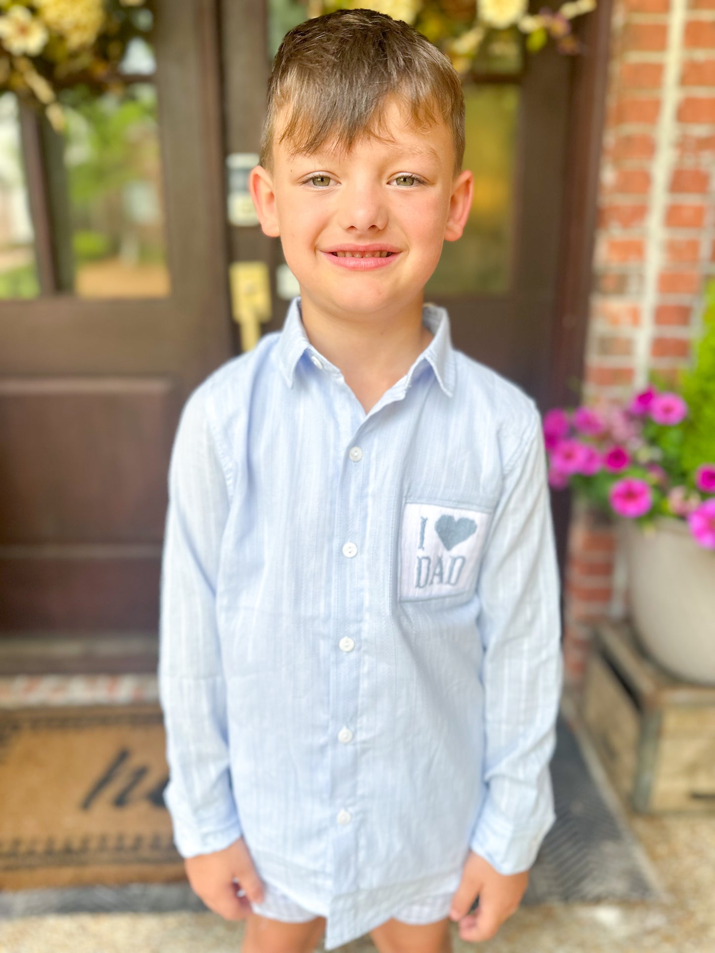 Smocked I Heart Dad Button Up