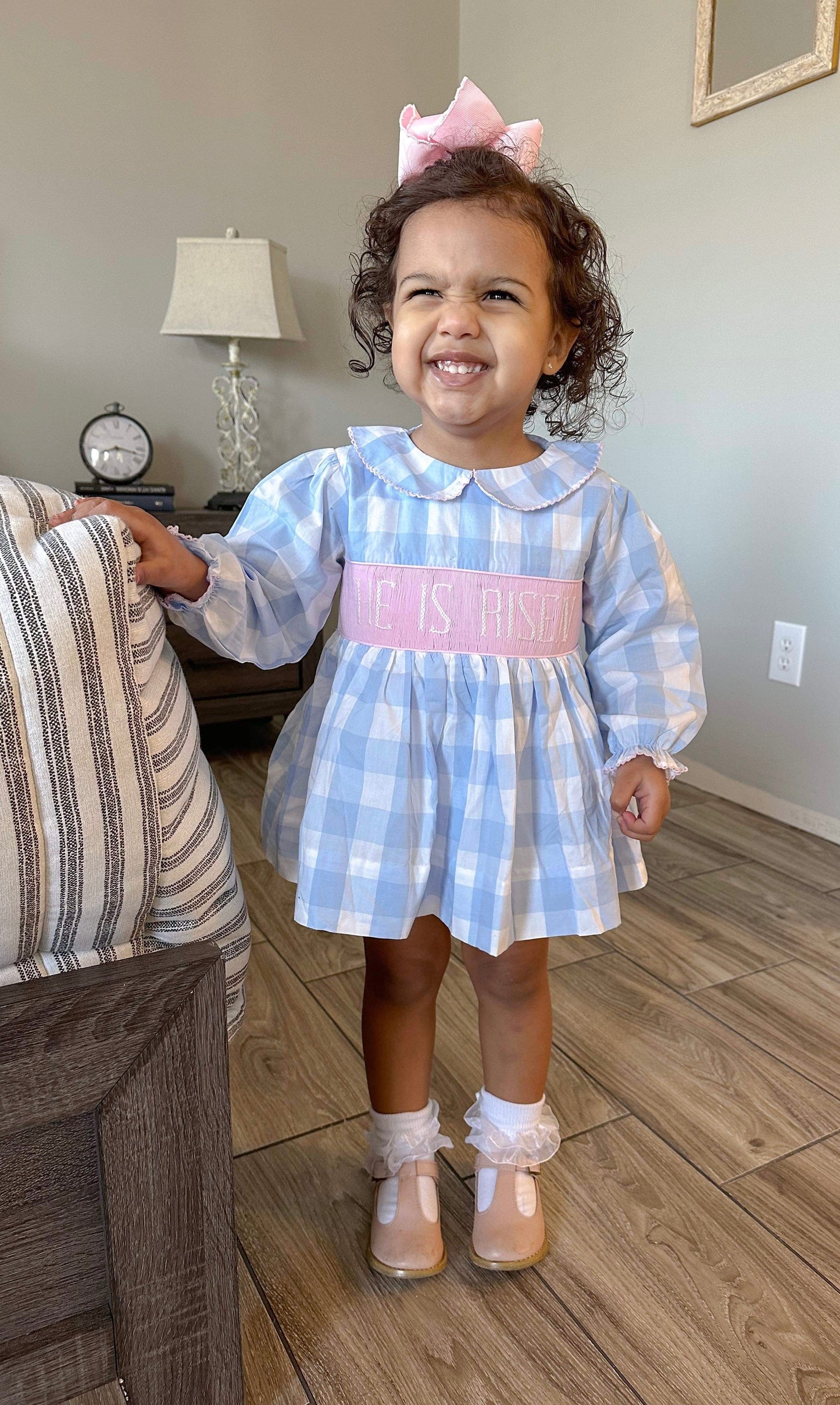 Girl’s Smocked He Is Risen Bubble Short Set
