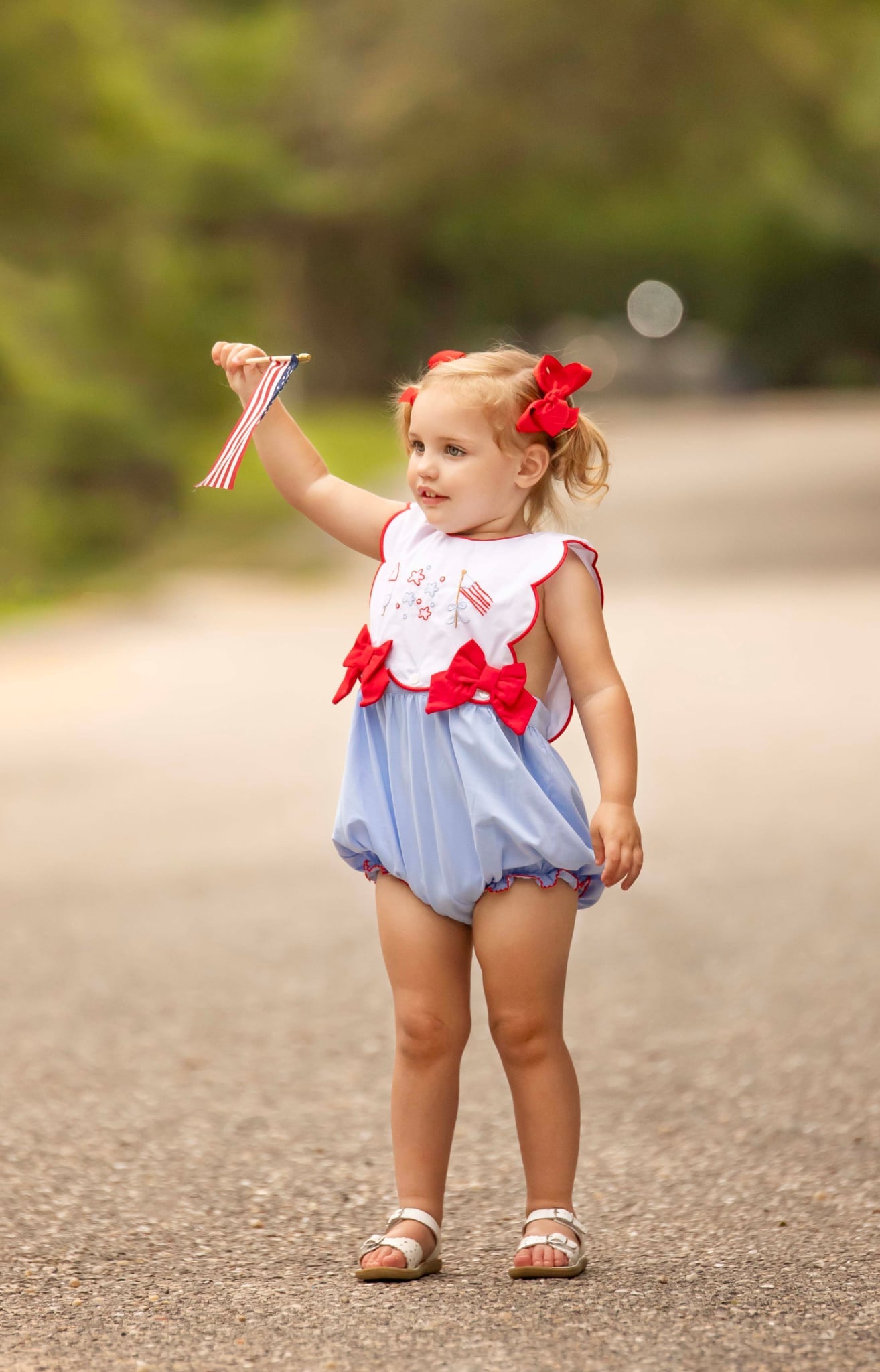 Girl’s Patriotic Embroidered Bubble