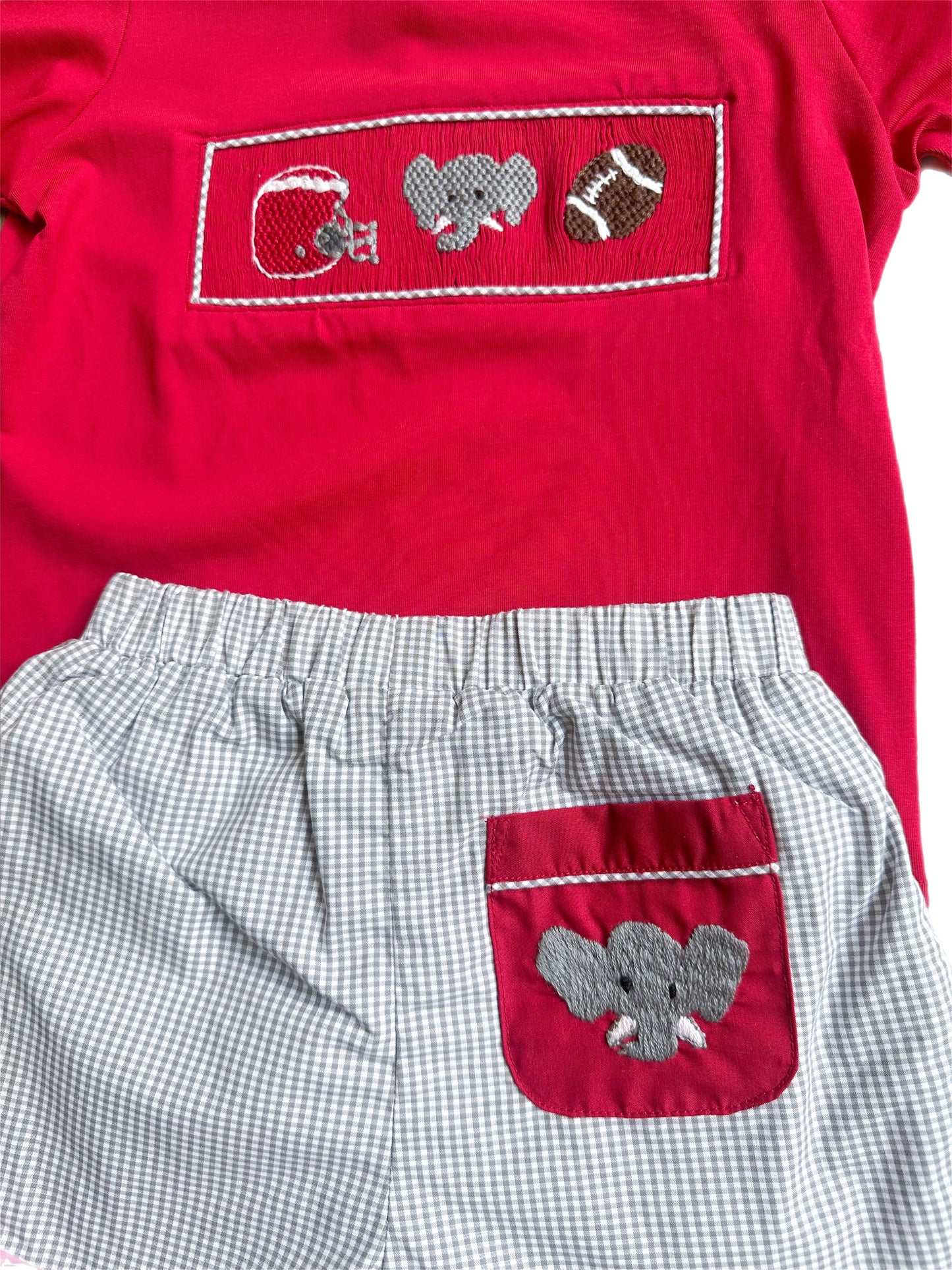 Smocked Elephant Football Short Set