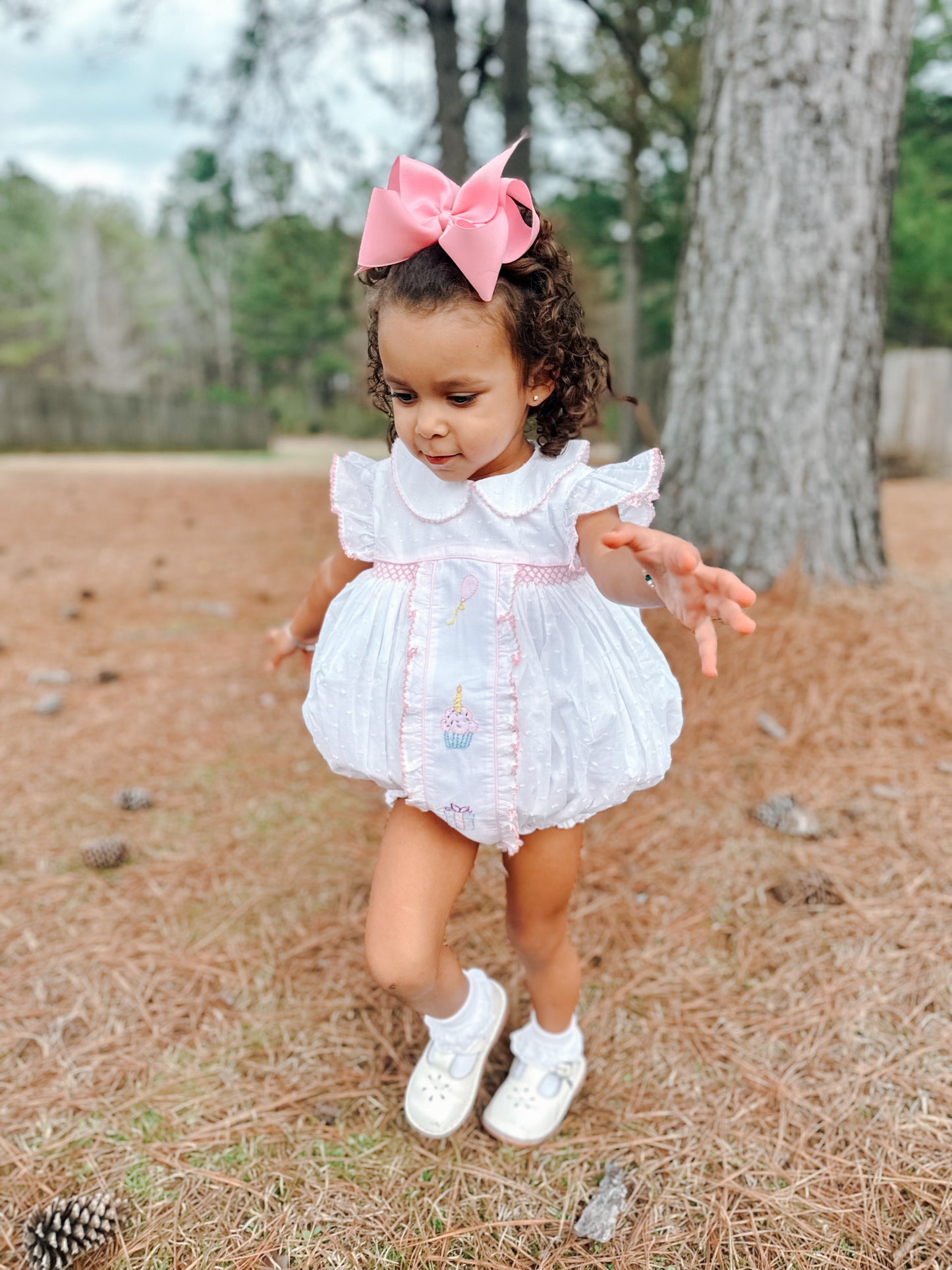 Girl’s White Swiss Dot Birthday Bubble