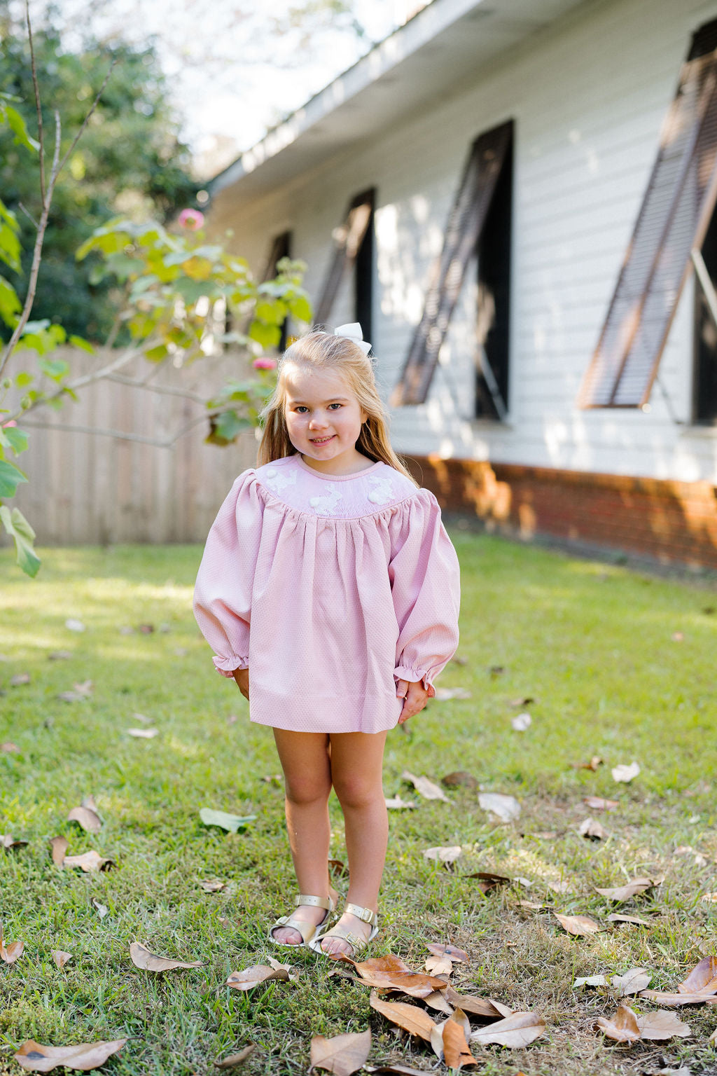 Girl’s Smocked Bunny Bubble Short Set