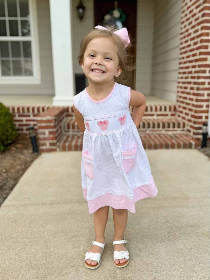 Girl’s Smocked Mouse Dress