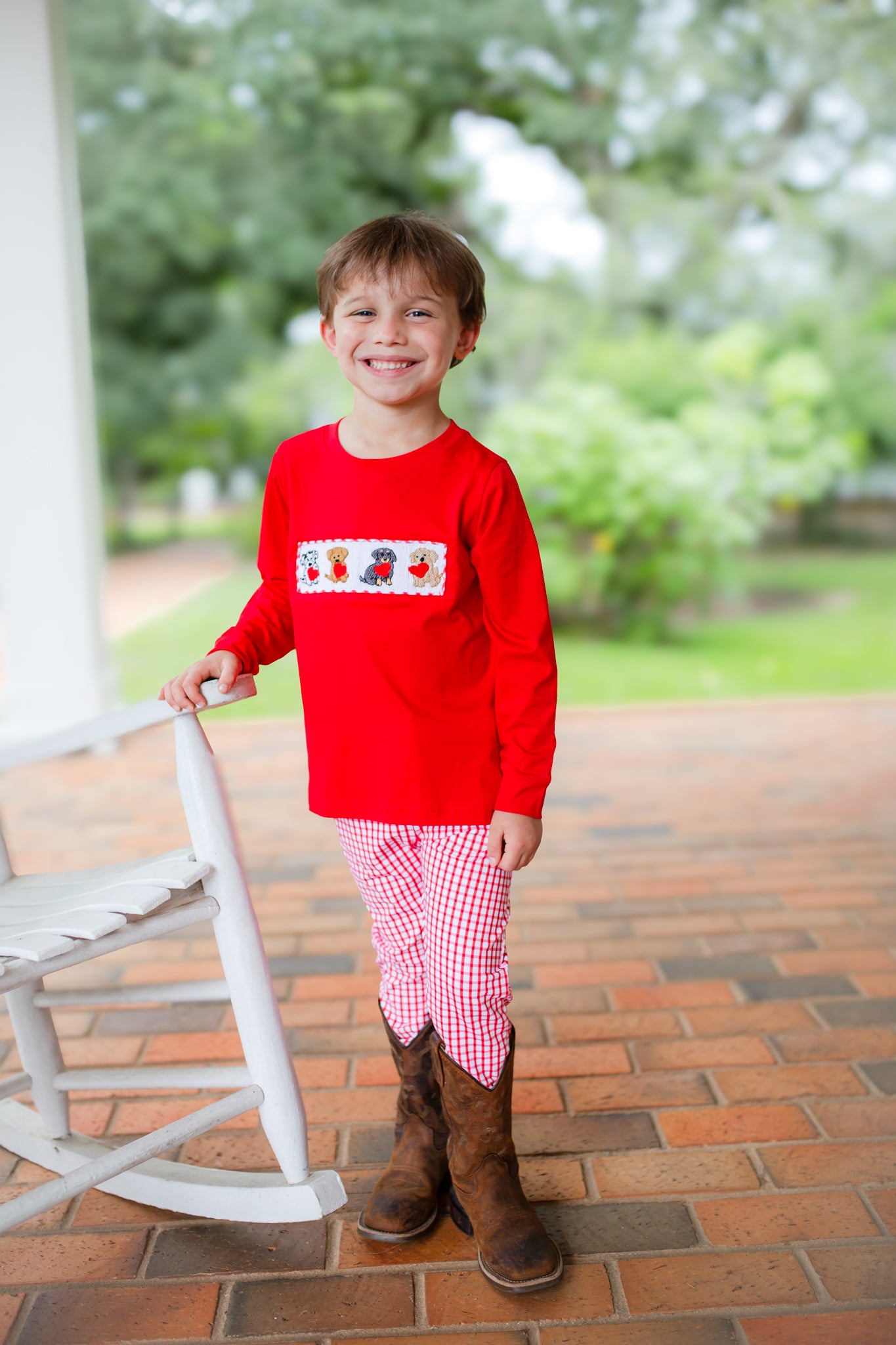 Boy’s Smocked Valentine Puppy Jogger Set