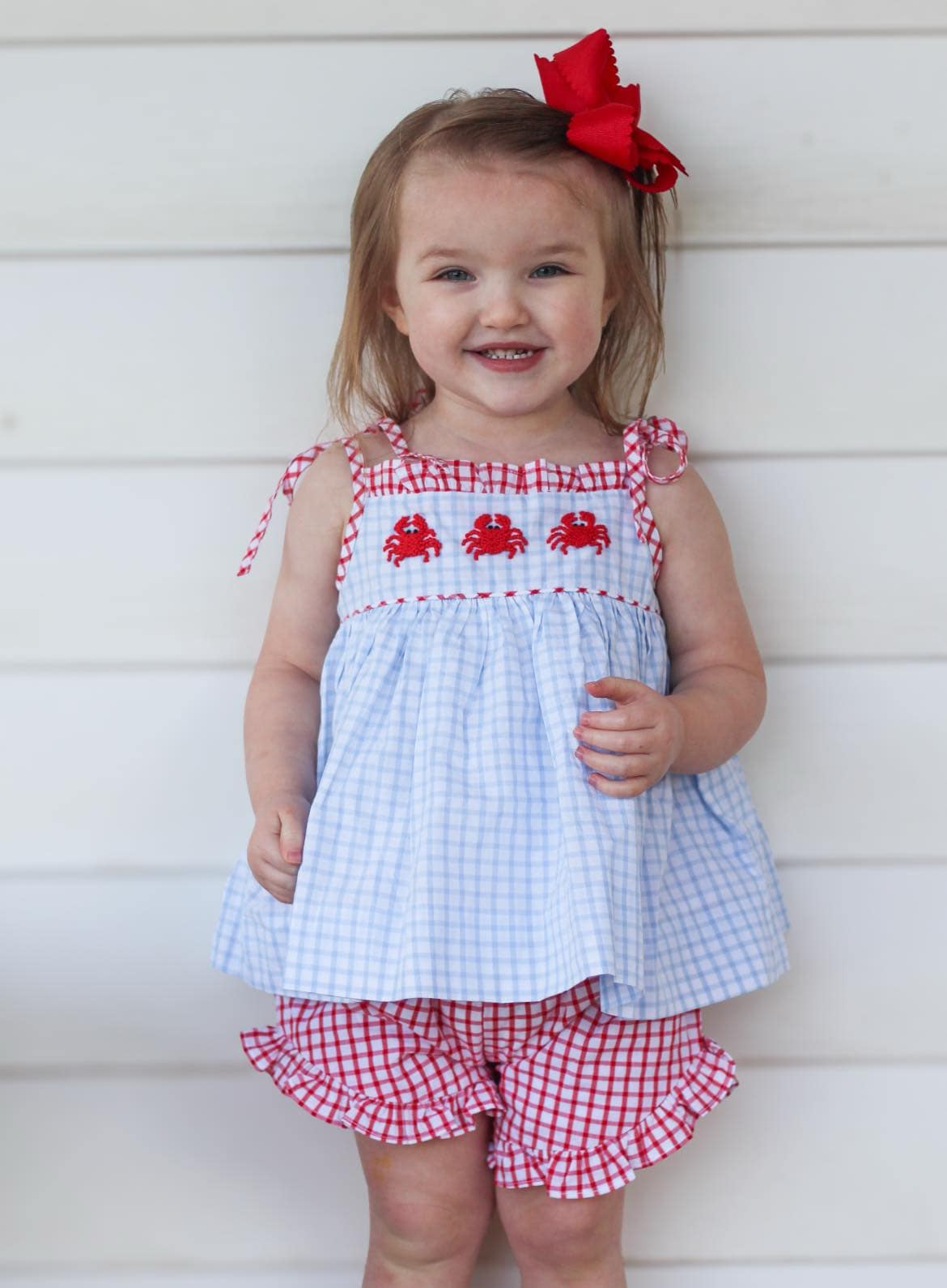 French Knot Crab Girls Short Set – Southern Peach Smocks, LLC
