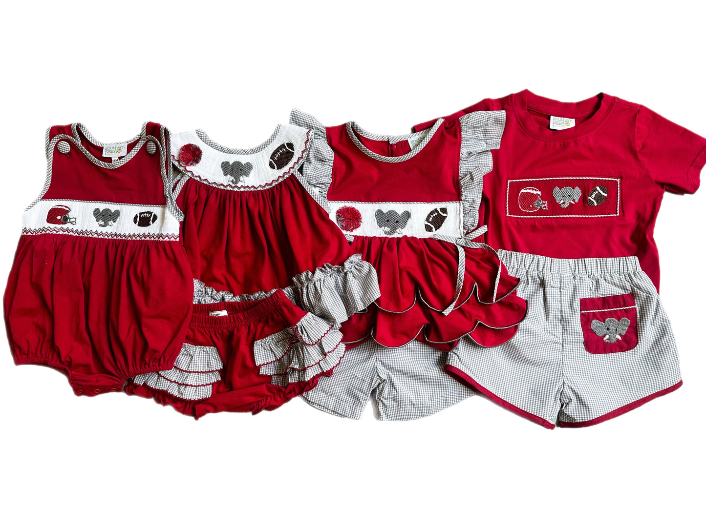Smocked Elephant Football Diaper Set