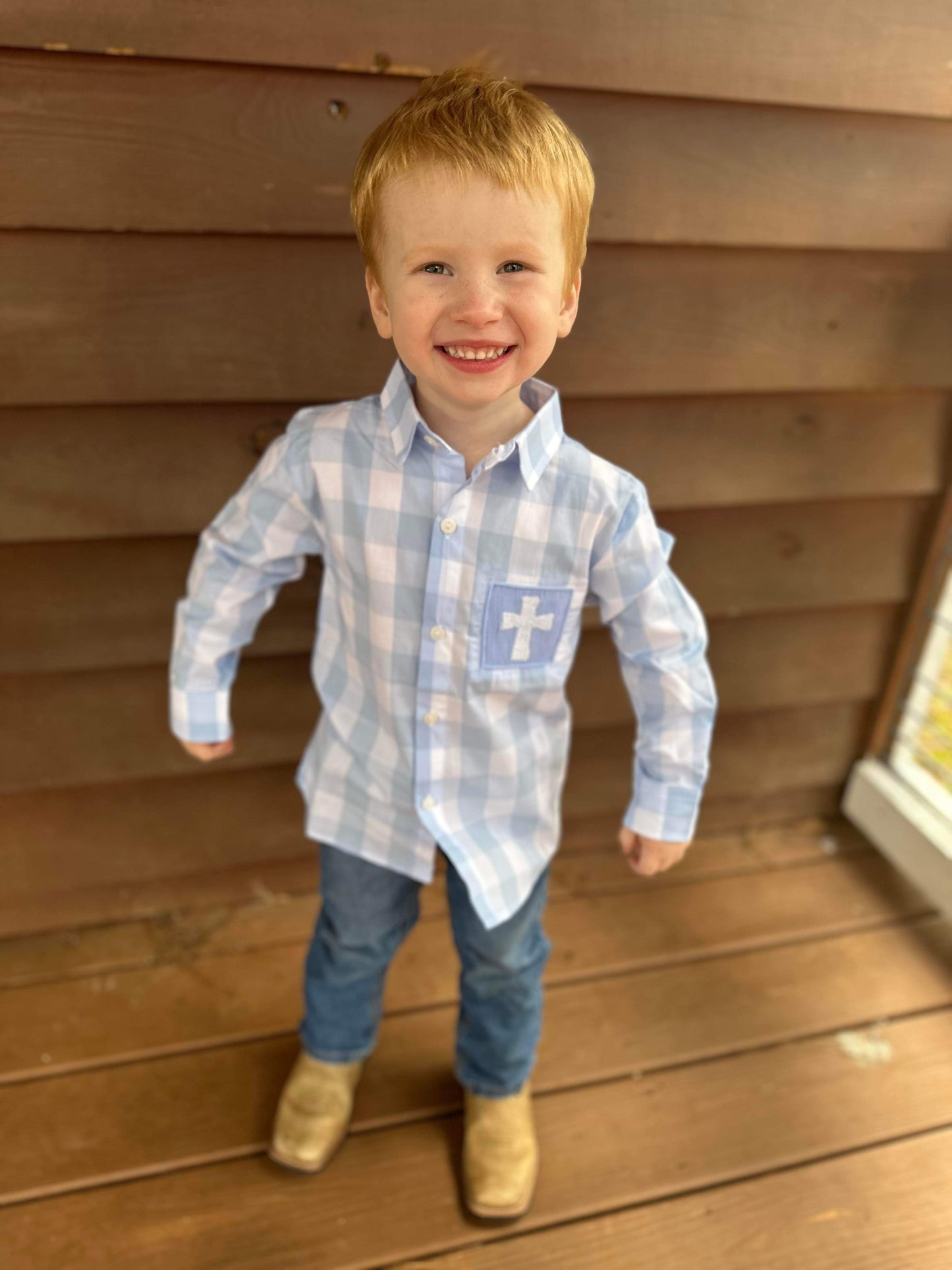 Boy’s Smocked He Is Risen Button Up