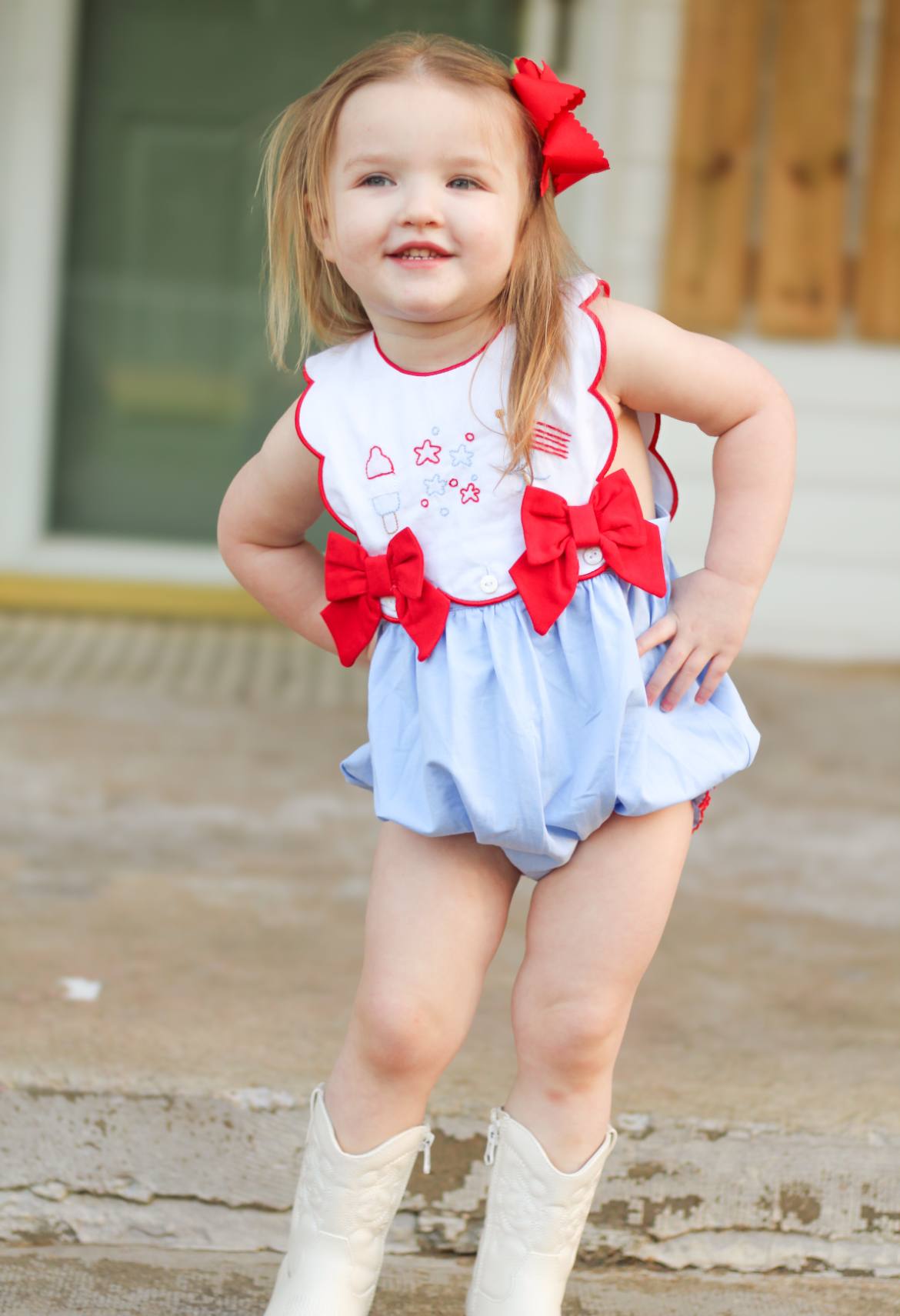 Girl’s Patriotic Embroidered Bubble