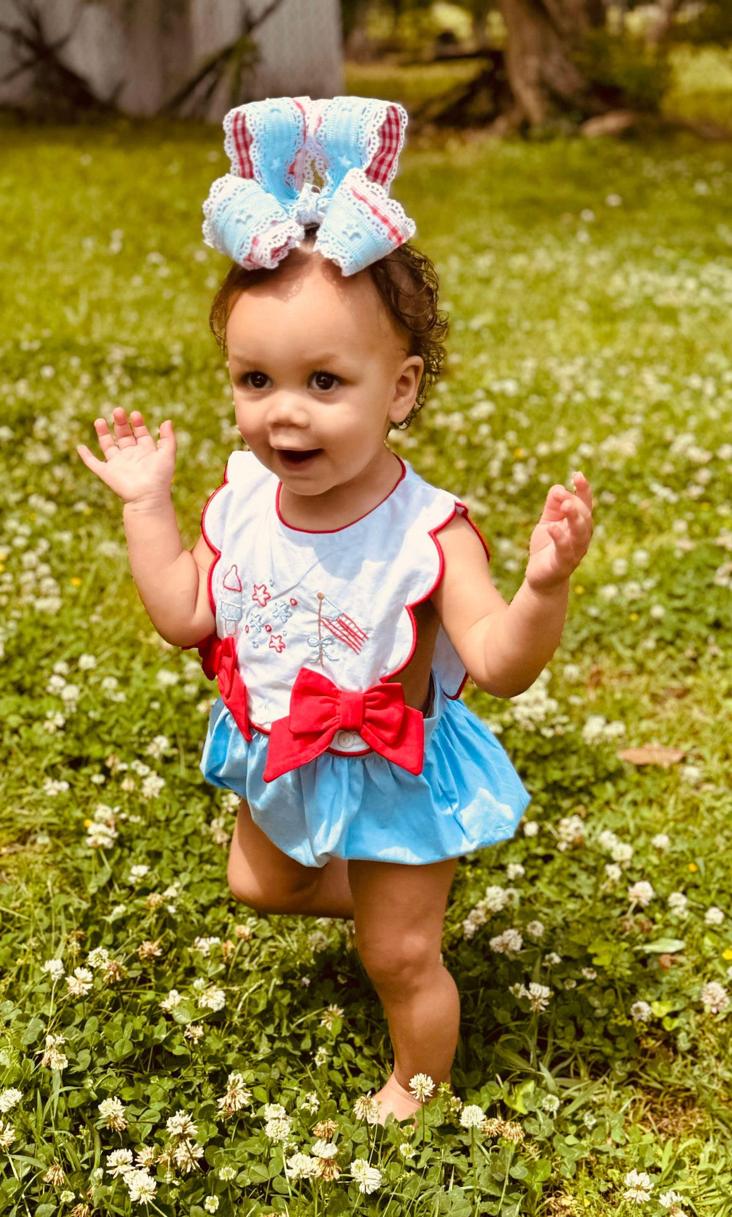 Girl’s Patriotic Embroidered Bubble