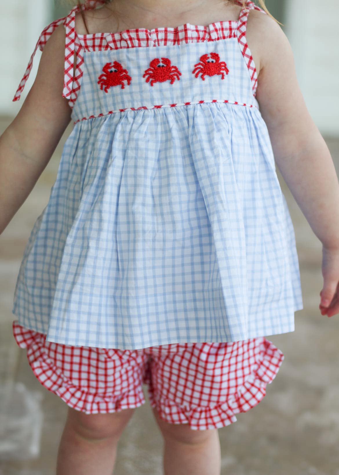 French Knot Crab Girls Short Set