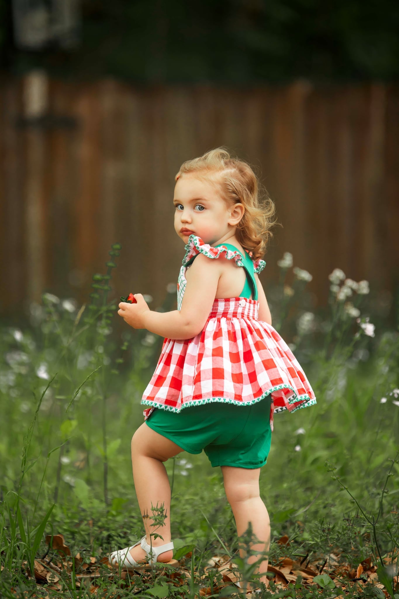 Girl’s Smocked Strawberry Short Set