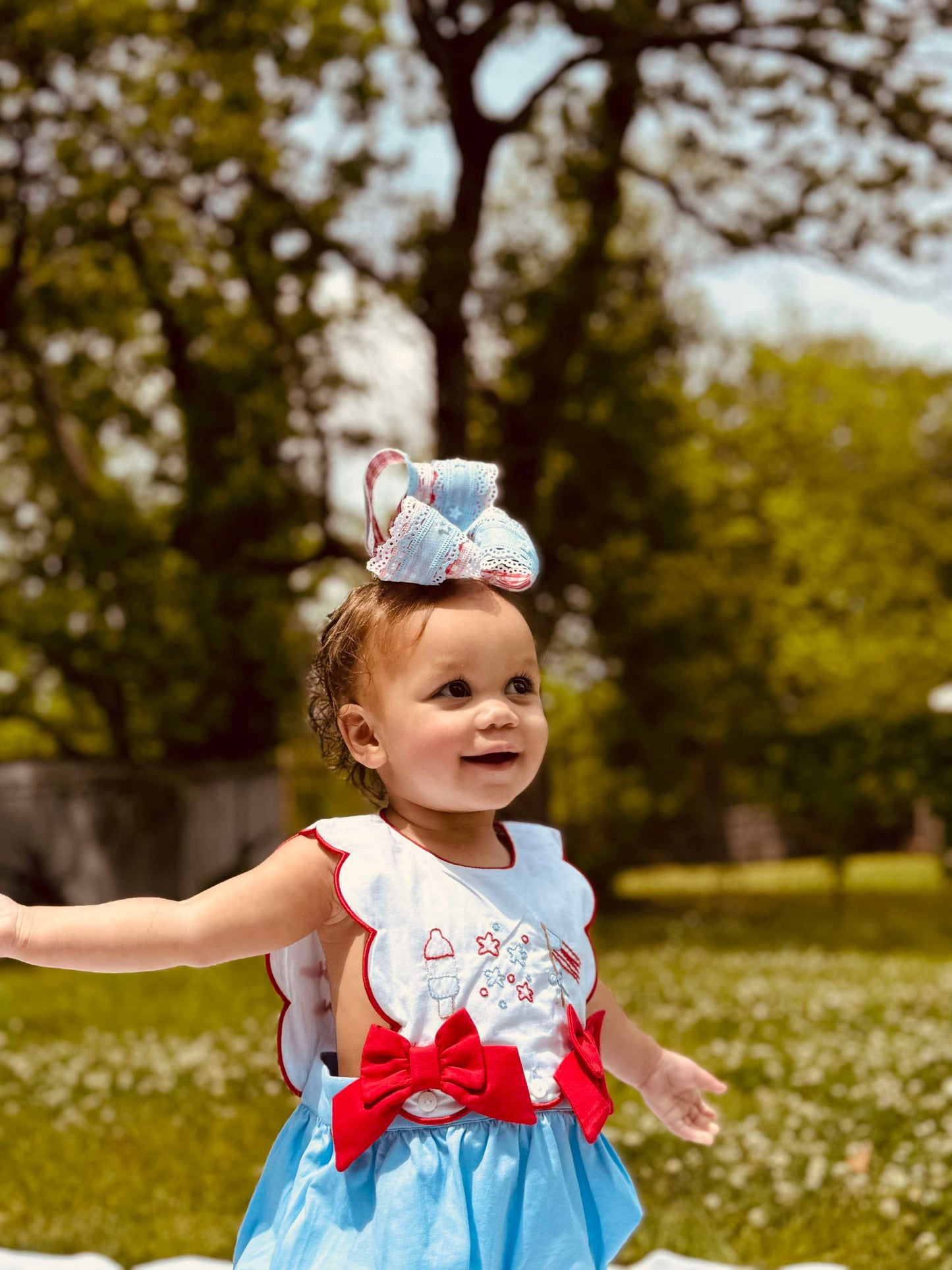 Girl’s Patriotic Embroidered Bubble