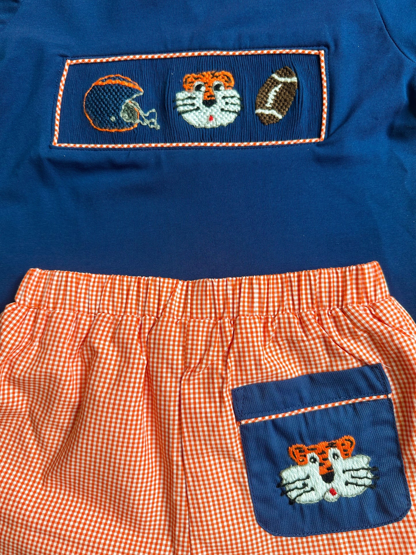 Smocked Tiger Football Short Set