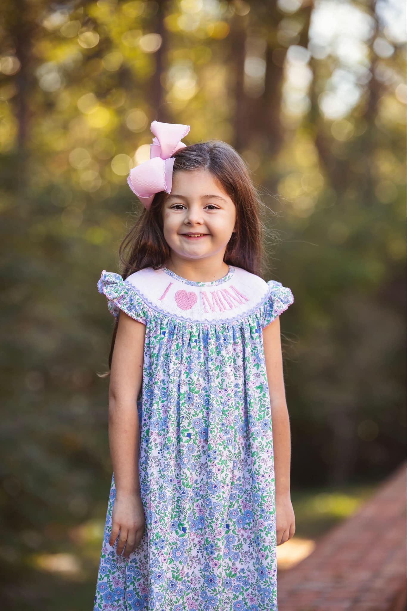 I Love Mom Smocked Girls’ Dress