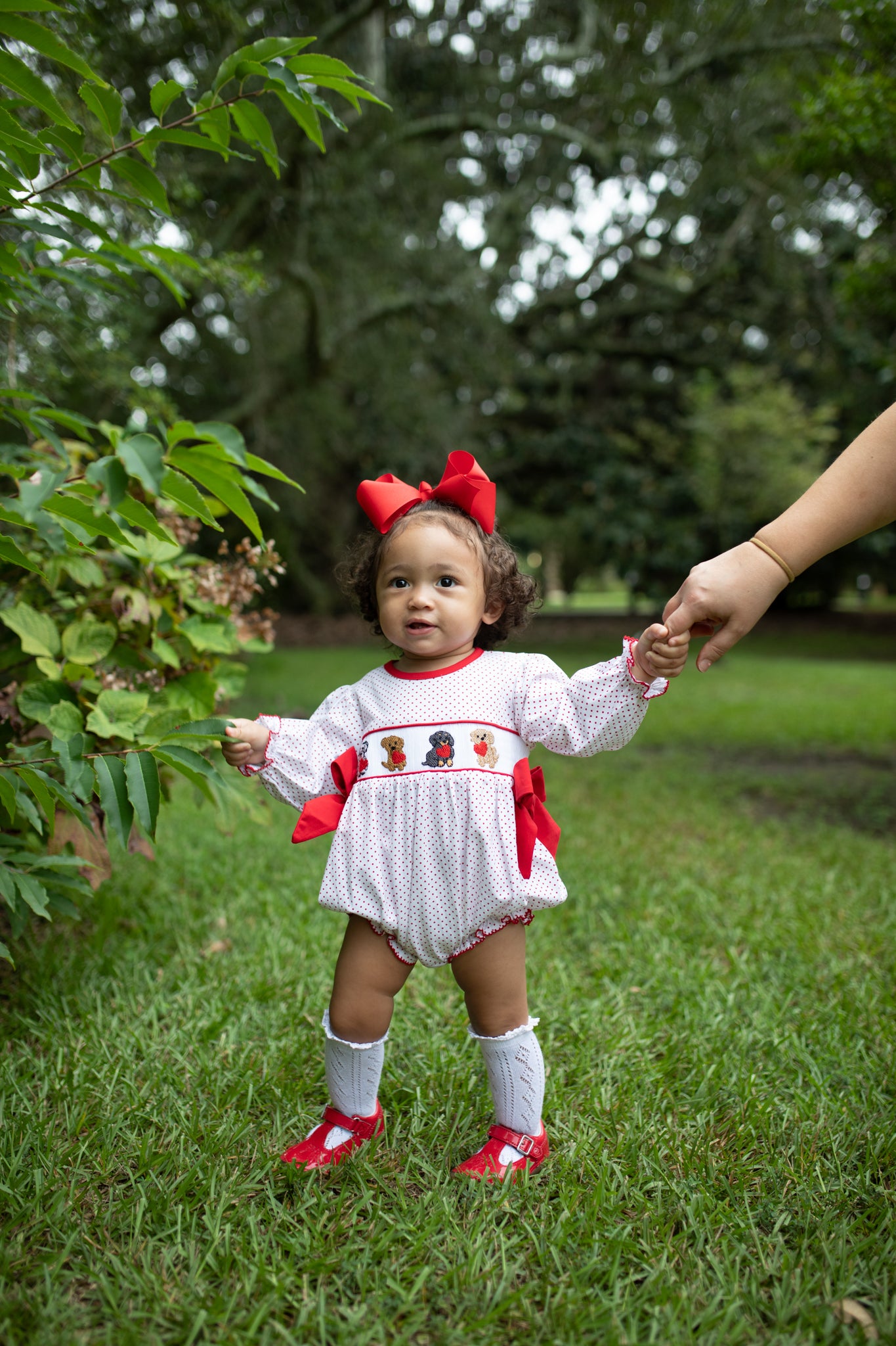 Girl’s Smocked Valentine Puppy Bubble