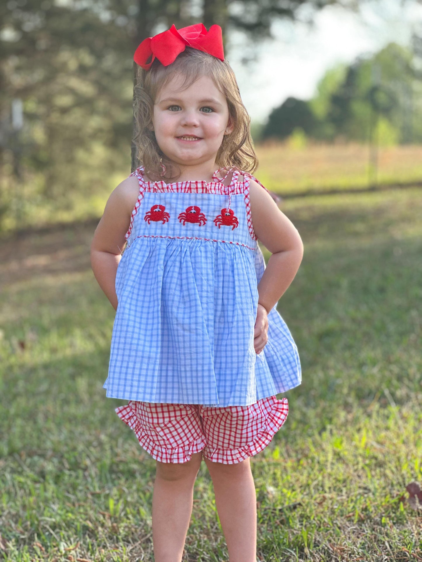 French Knot Crab Girls Short Set
