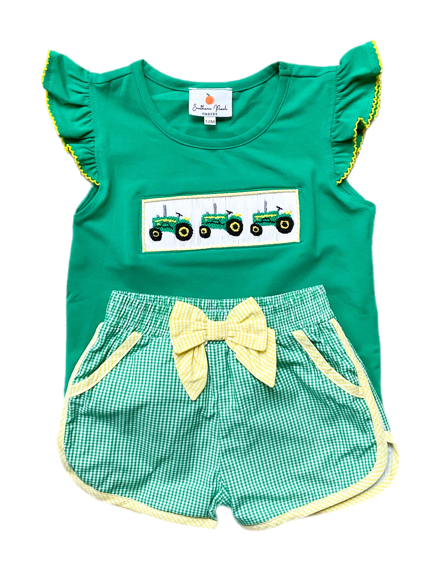 Girl’s Smocked Tractor Short Set