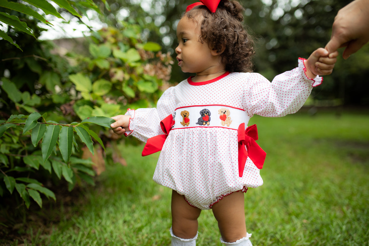 Girl’s Smocked Valentine Puppy Bubble