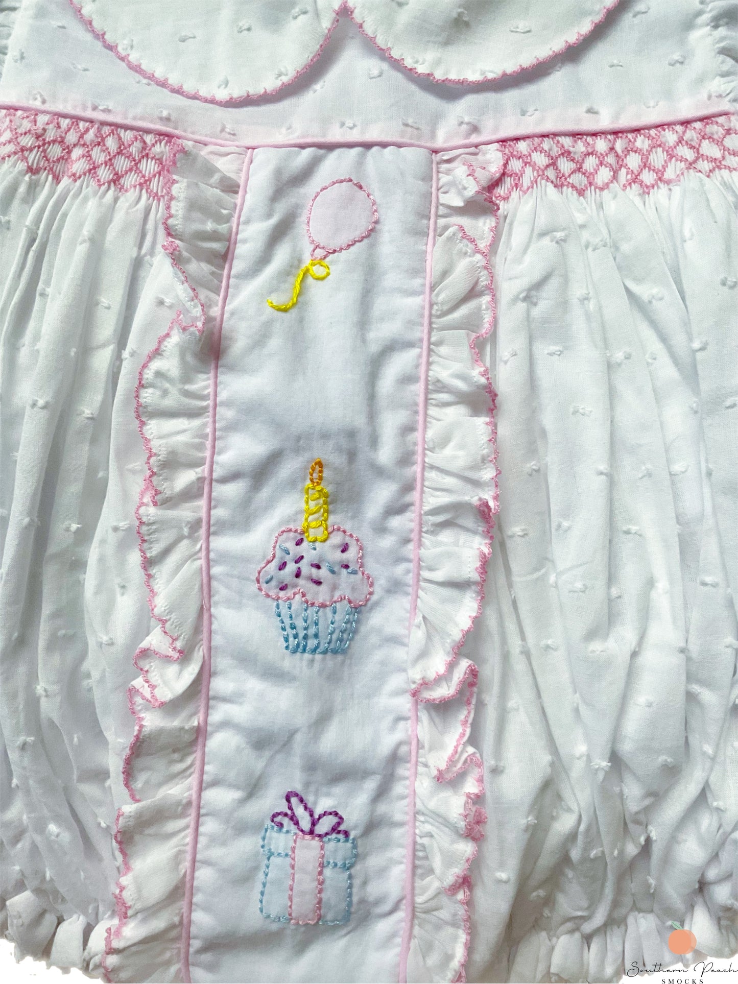 Girl’s White Swiss Dot Birthday Bubble