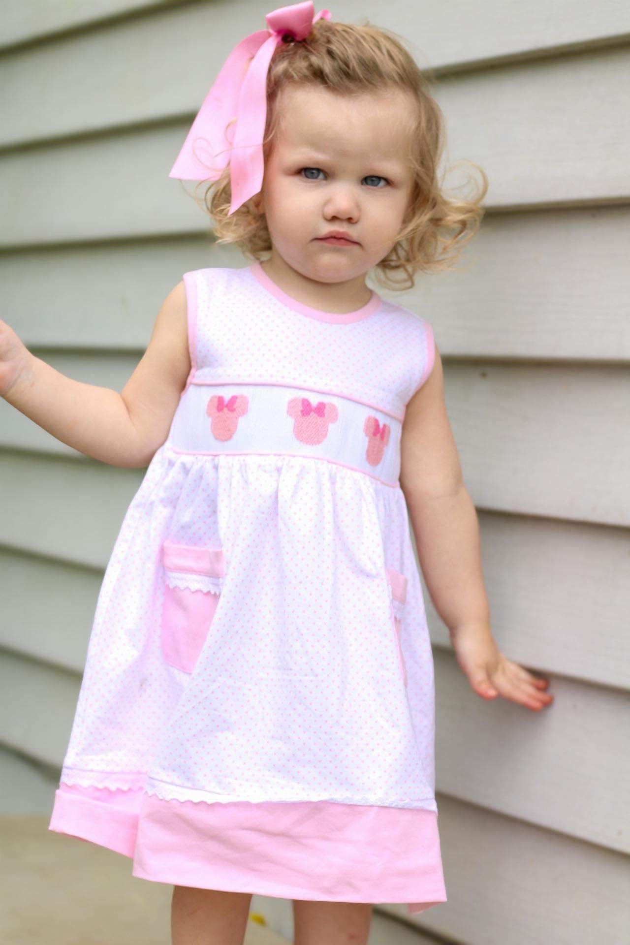 Girl’s Smocked Mouse Dress
