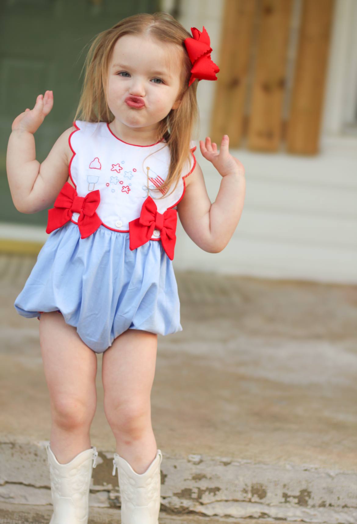Girl’s Patriotic Embroidered Bubble